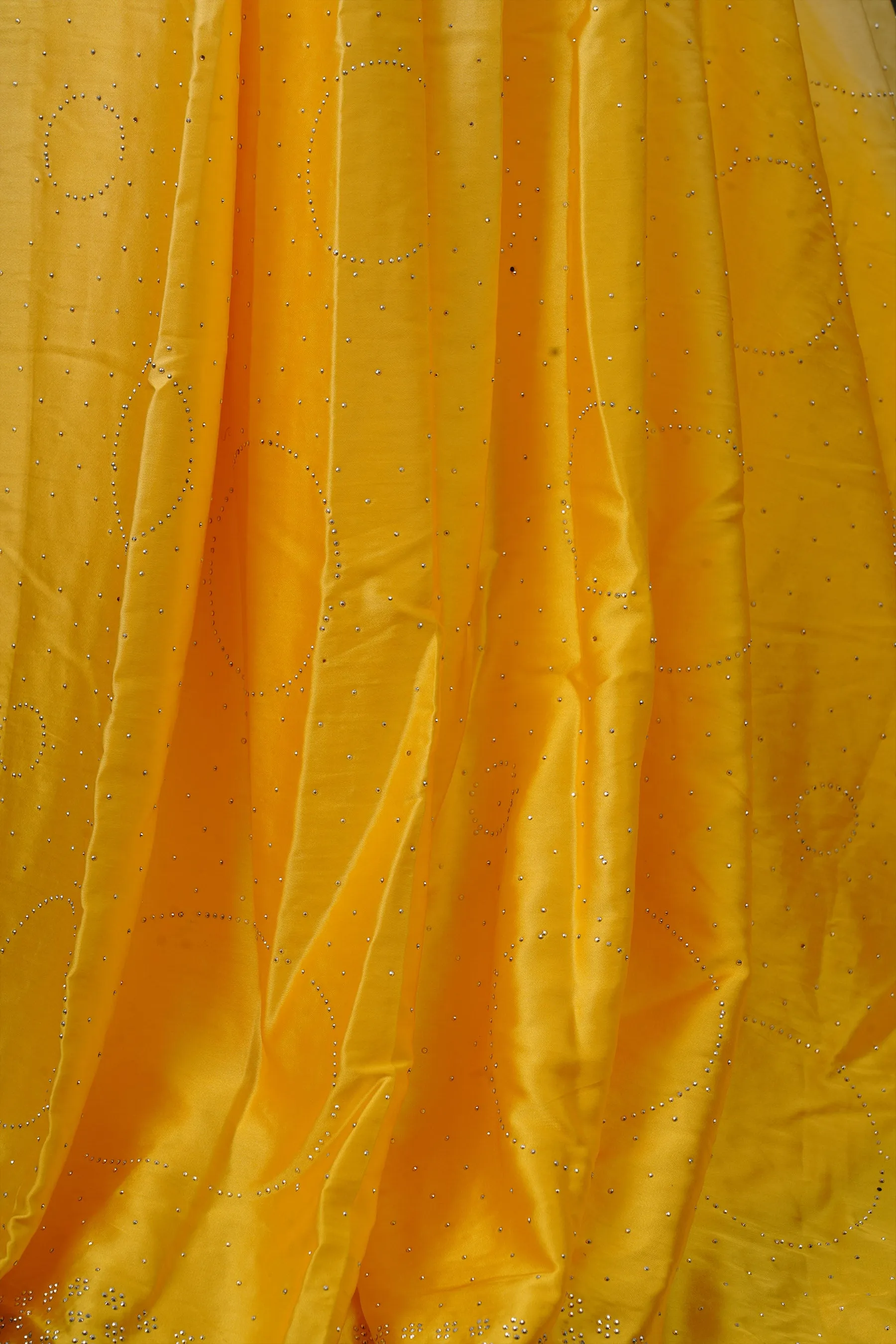 Japan Satin Saree with Diamond Studs in Light and Dark Yellow Shades