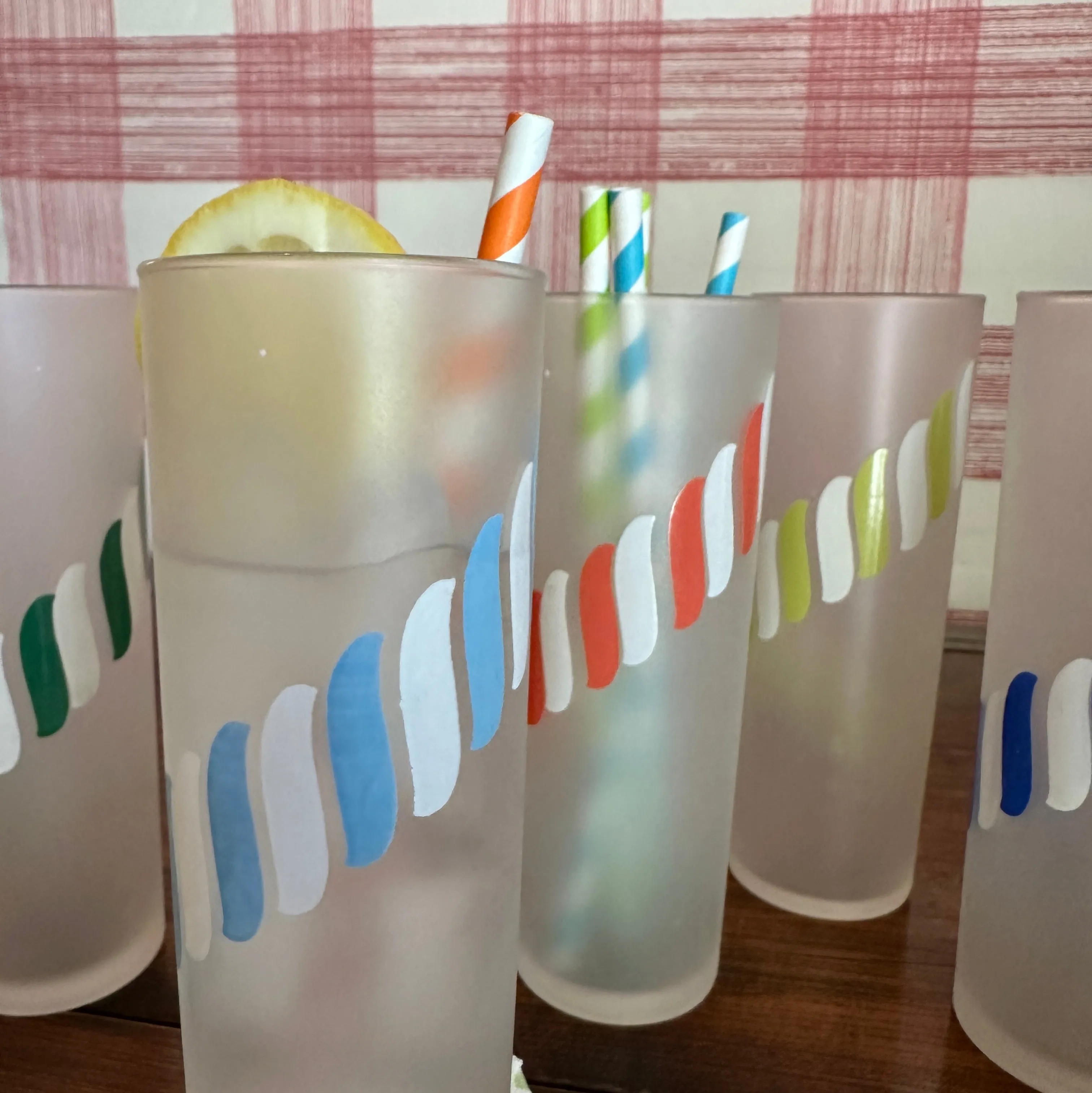 Jockey-Stripe Drinks Glasses, Set of 6