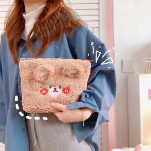Kawaii Bear Women's Plush Cosmetic Bag