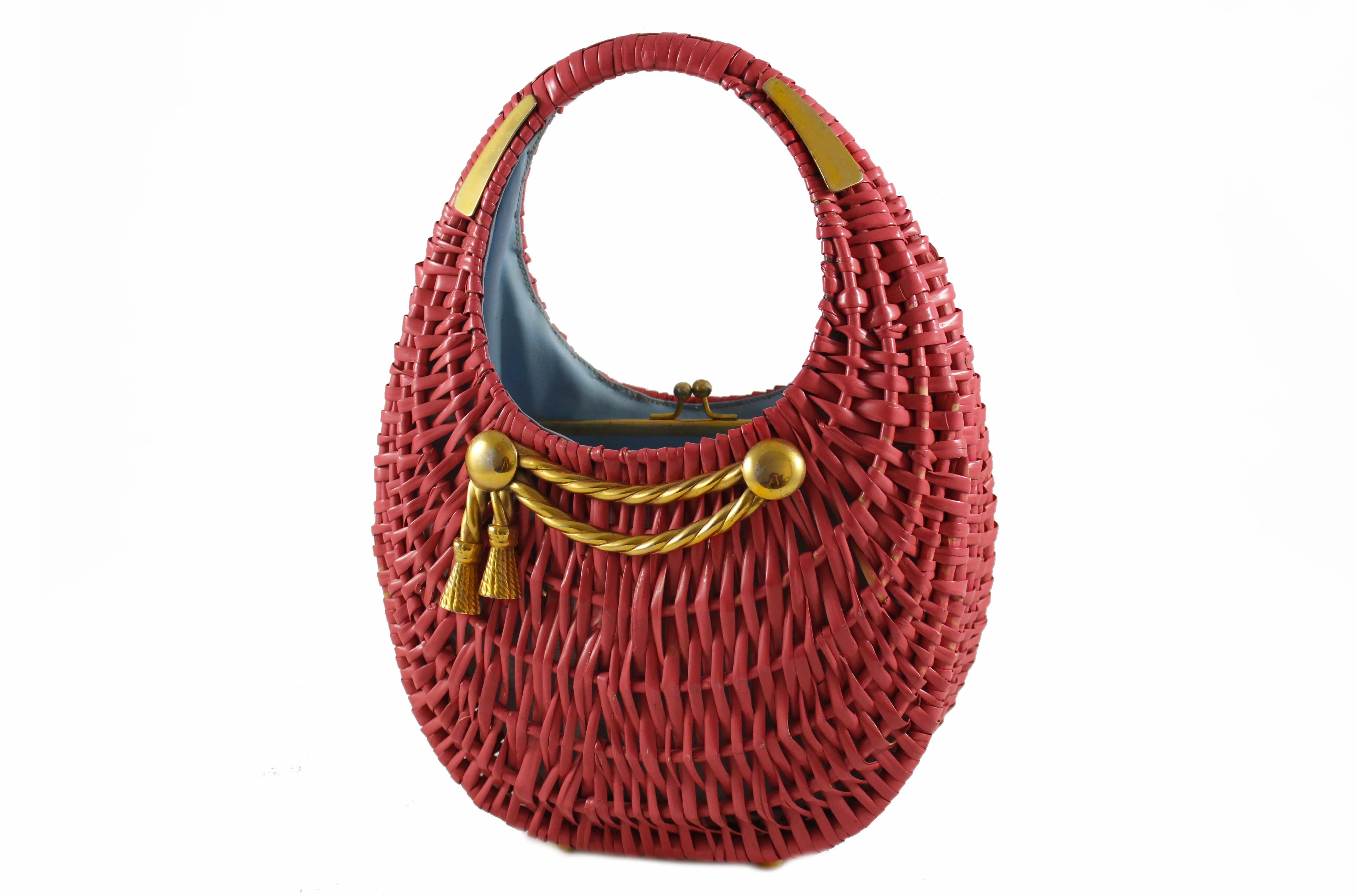 KORET pink wicker basket purse