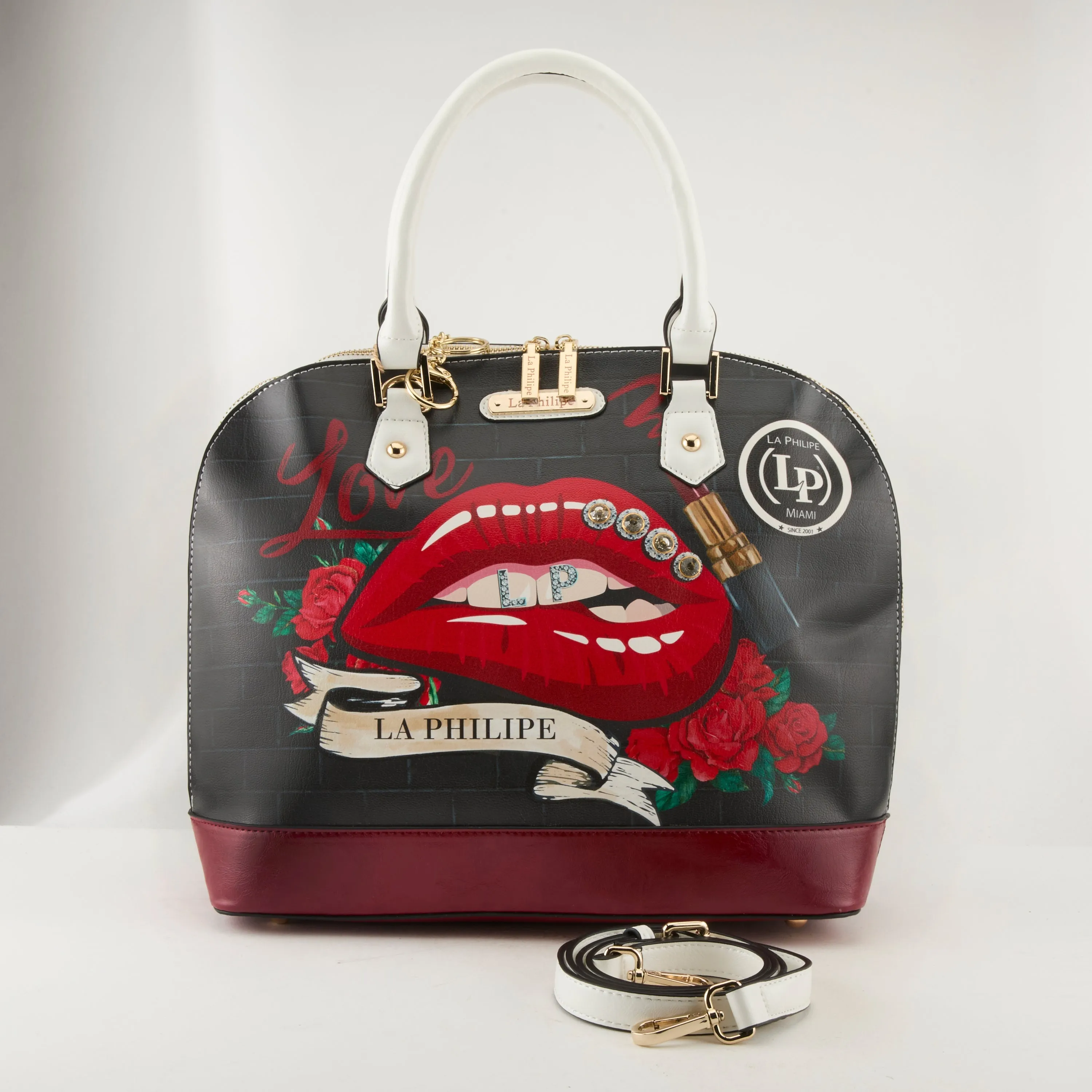 LA PHILIPE LP1027-16 RED LIPS HANDBAG-OVAL