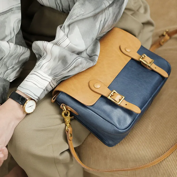 Ladies Vintage Leather Crossbody Satchel Purse Messenger Bag For Women