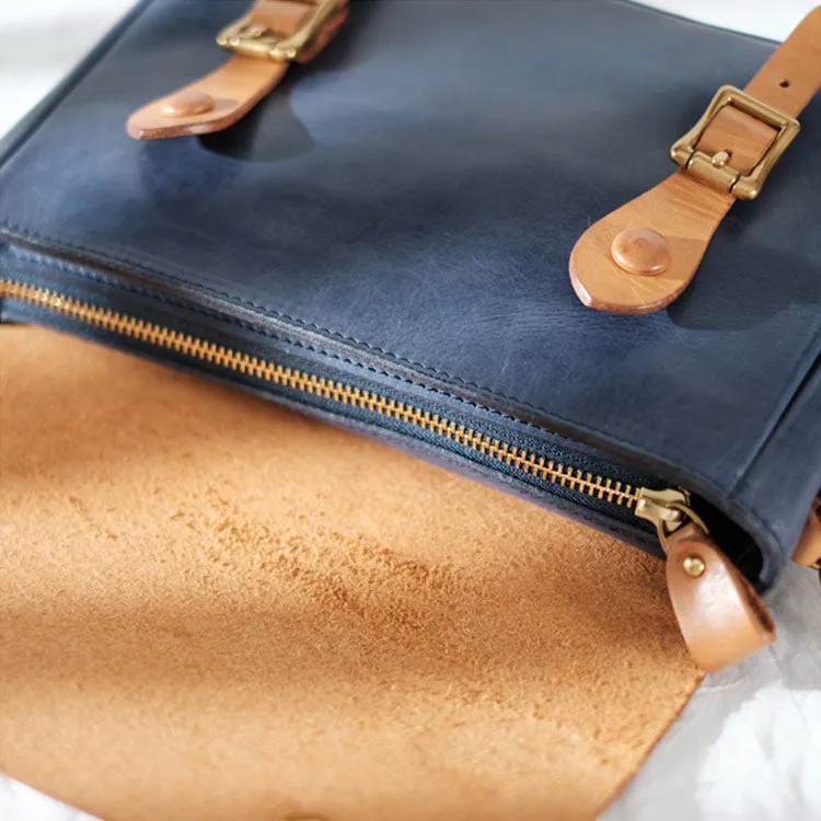 Ladies Vintage Leather Crossbody Satchel Purse Messenger Bag For Women