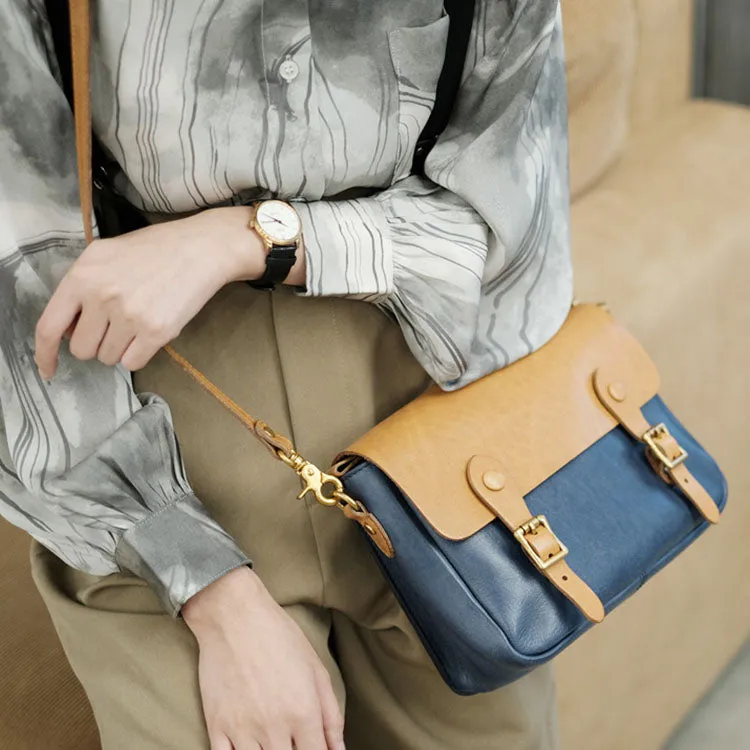 Ladies Vintage Leather Crossbody Satchel Purse Messenger Bag For Women
