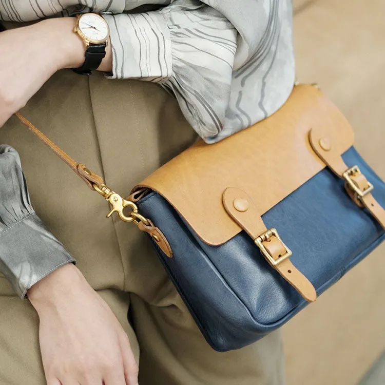 Ladies Vintage Leather Crossbody Satchel Purse Messenger Bag For Women