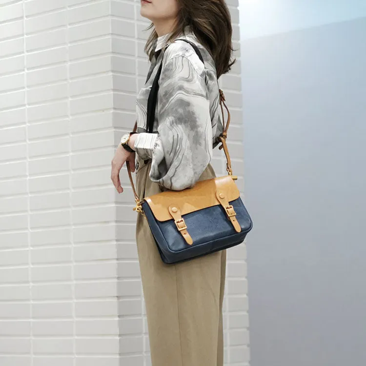 Ladies Vintage Leather Crossbody Satchel Purse Messenger Bag For Women