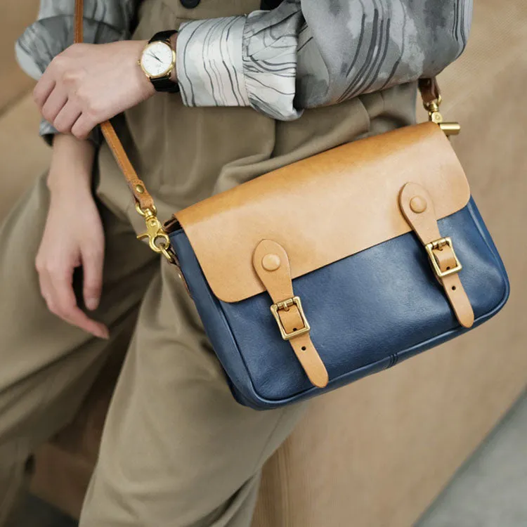 Ladies Vintage Leather Crossbody Satchel Purse Messenger Bag For Women