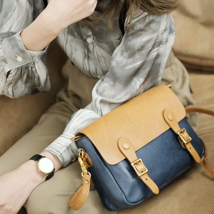 Ladies Vintage Leather Crossbody Satchel Purse Messenger Bag For Women