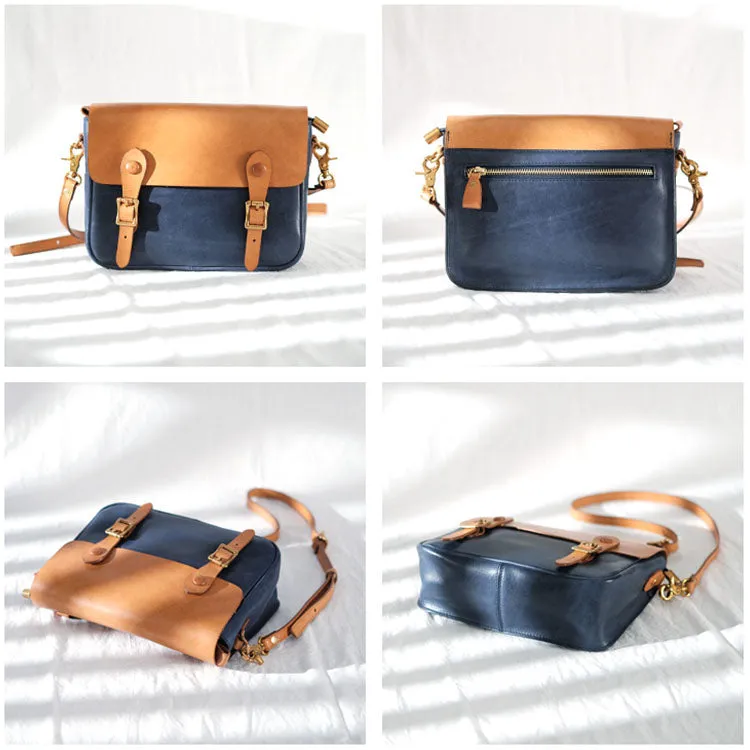 Ladies Vintage Leather Crossbody Satchel Purse Messenger Bag For Women
