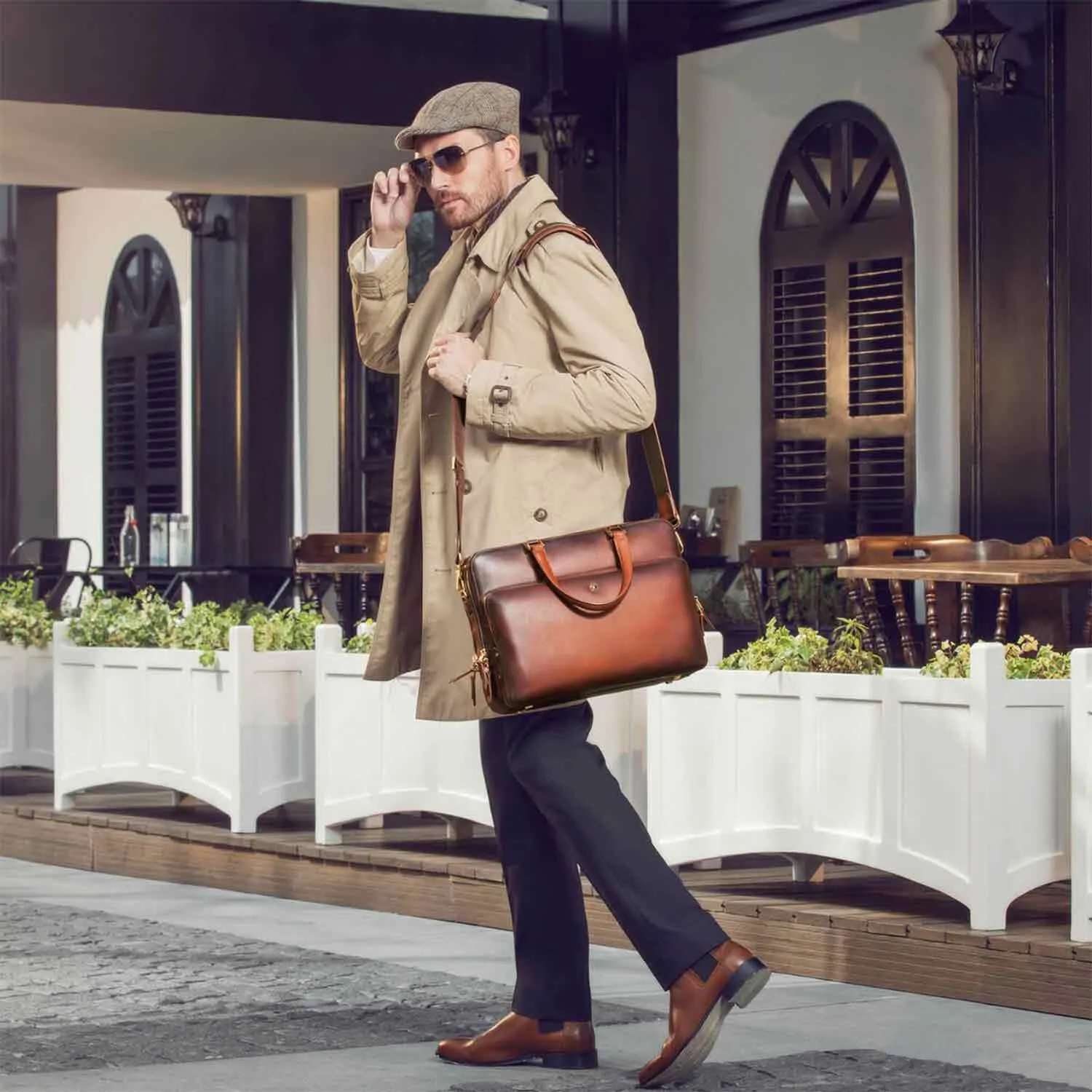 Lapis Bard Ducorium Laptop Bag, Cognac - 14 Inch