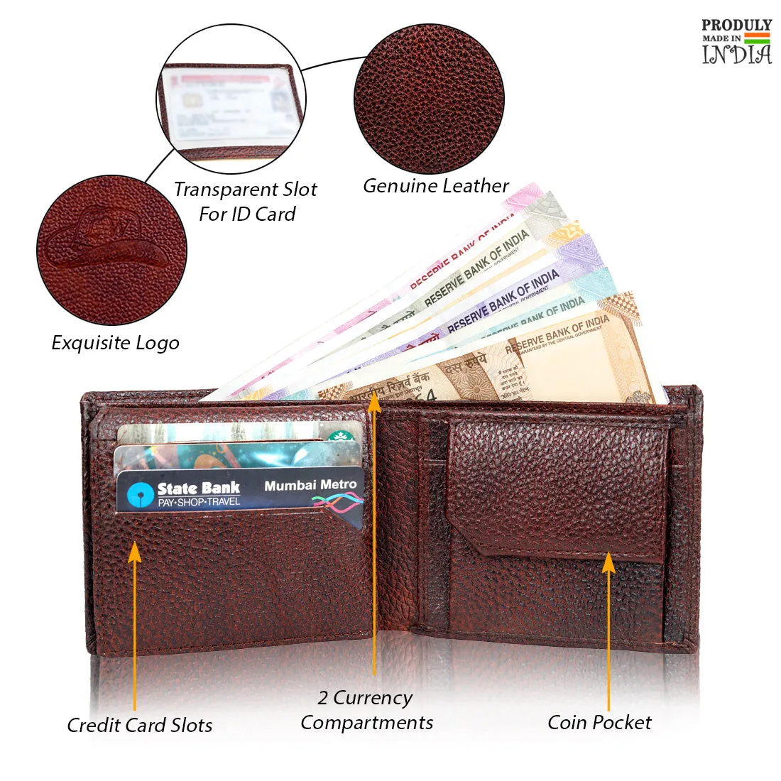 Leather World Genuine Grained Leather Wallet For Men