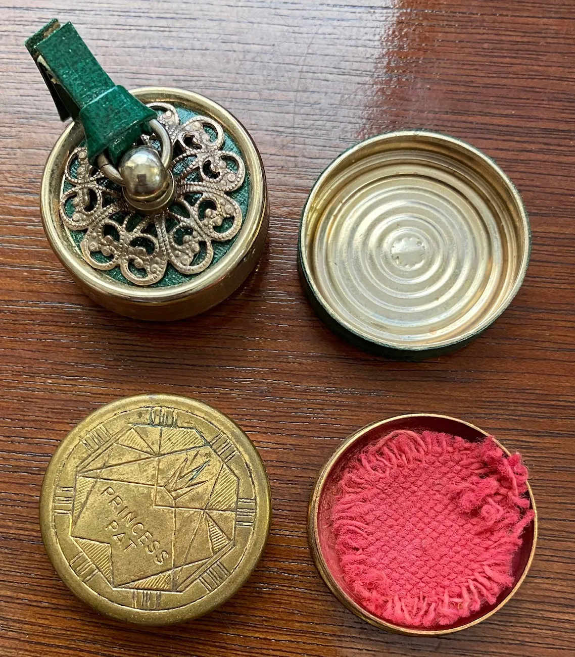 Lot of 2 Vintage Small Cosmetic Powder Tins Princess Pat Rouge