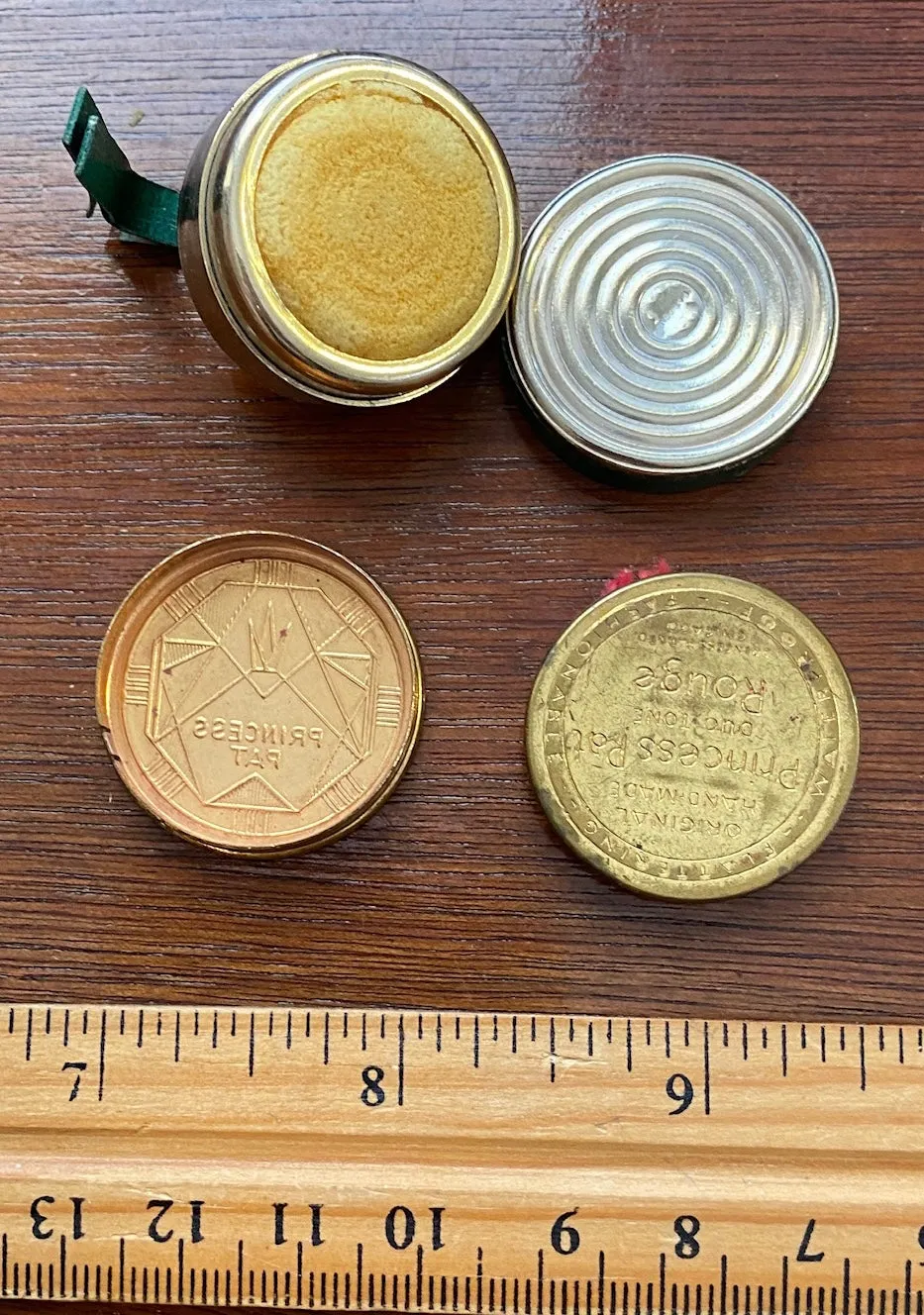 Lot of 2 Vintage Small Cosmetic Powder Tins Princess Pat Rouge
