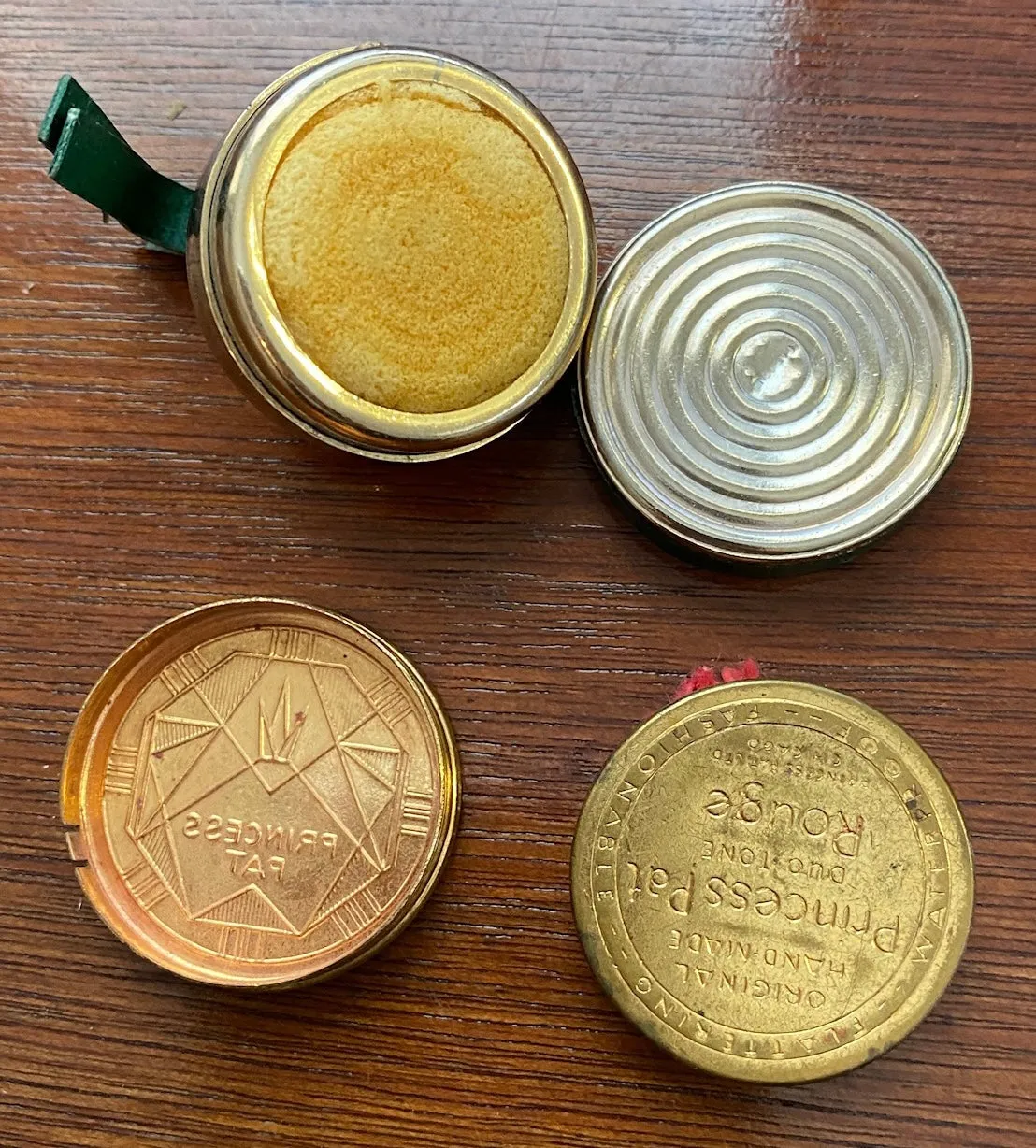 Lot of 2 Vintage Small Cosmetic Powder Tins Princess Pat Rouge