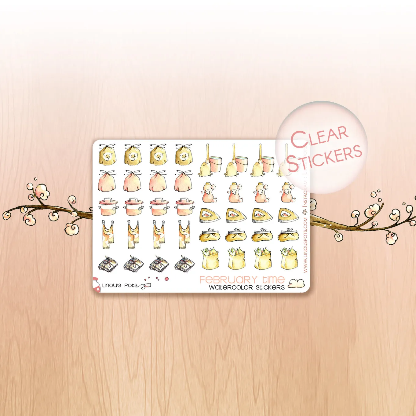 Love Is In The Air - Watercolor Planner Stickers MINI - House Chores