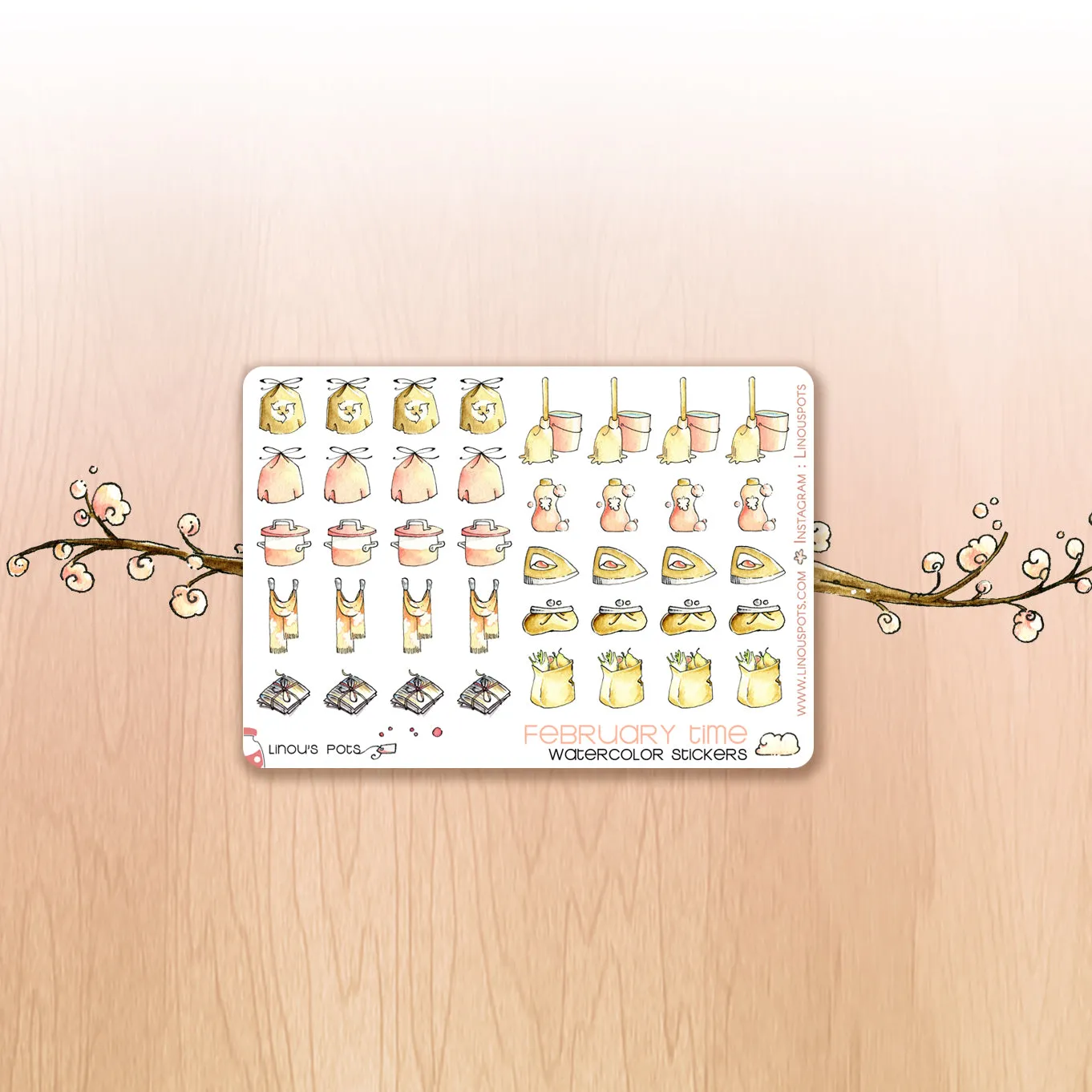 Love Is In The Air - Watercolor Planner Stickers MINI - House Chores