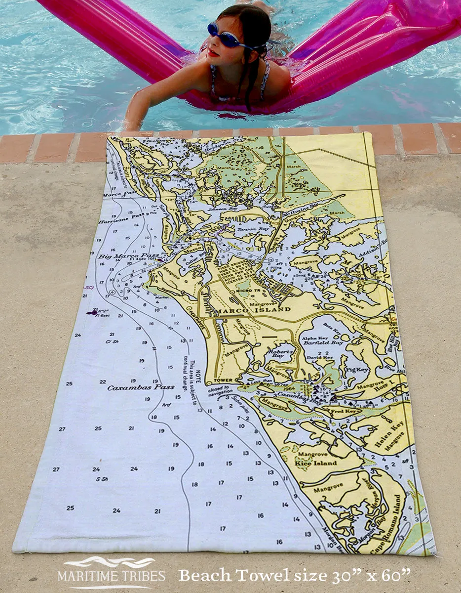 Marco Island, FL Chart Quick Dry Towel