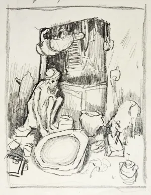 Market Place Pencil Drawing By George Baer