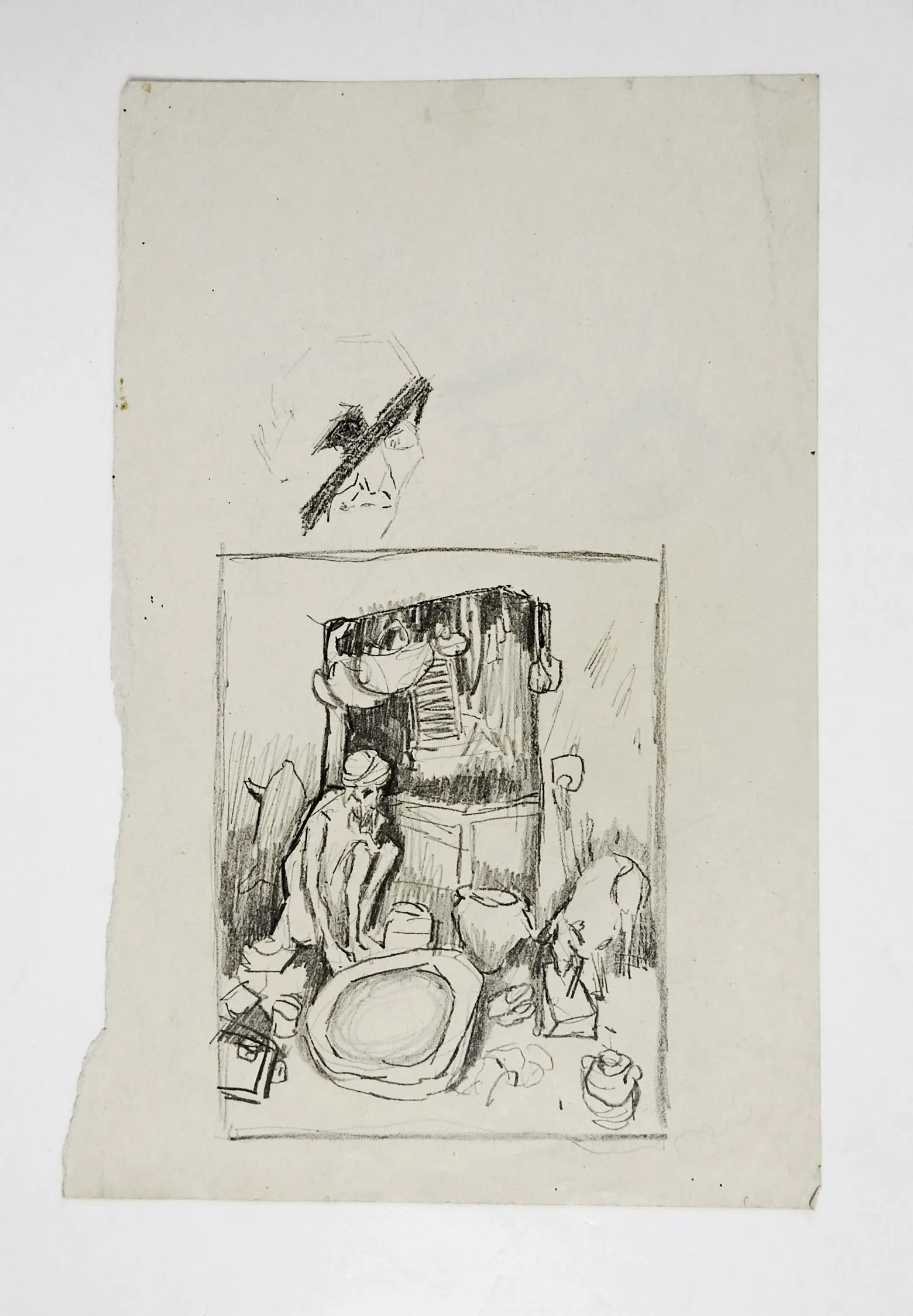 Market Place Pencil Drawing By George Baer