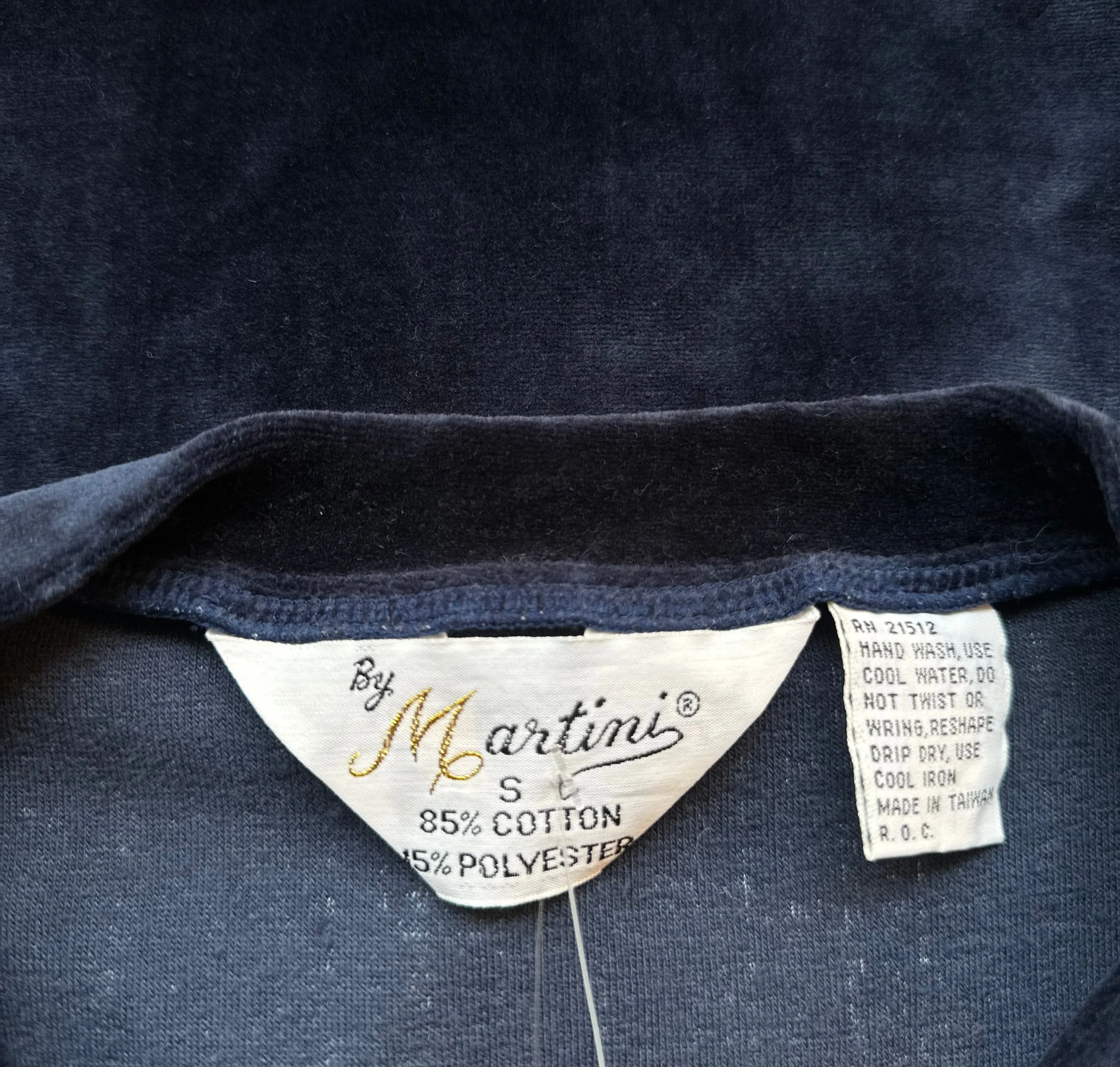 MARTINI 70s Deadstock Blue Cotton Velour Sweater • Small
