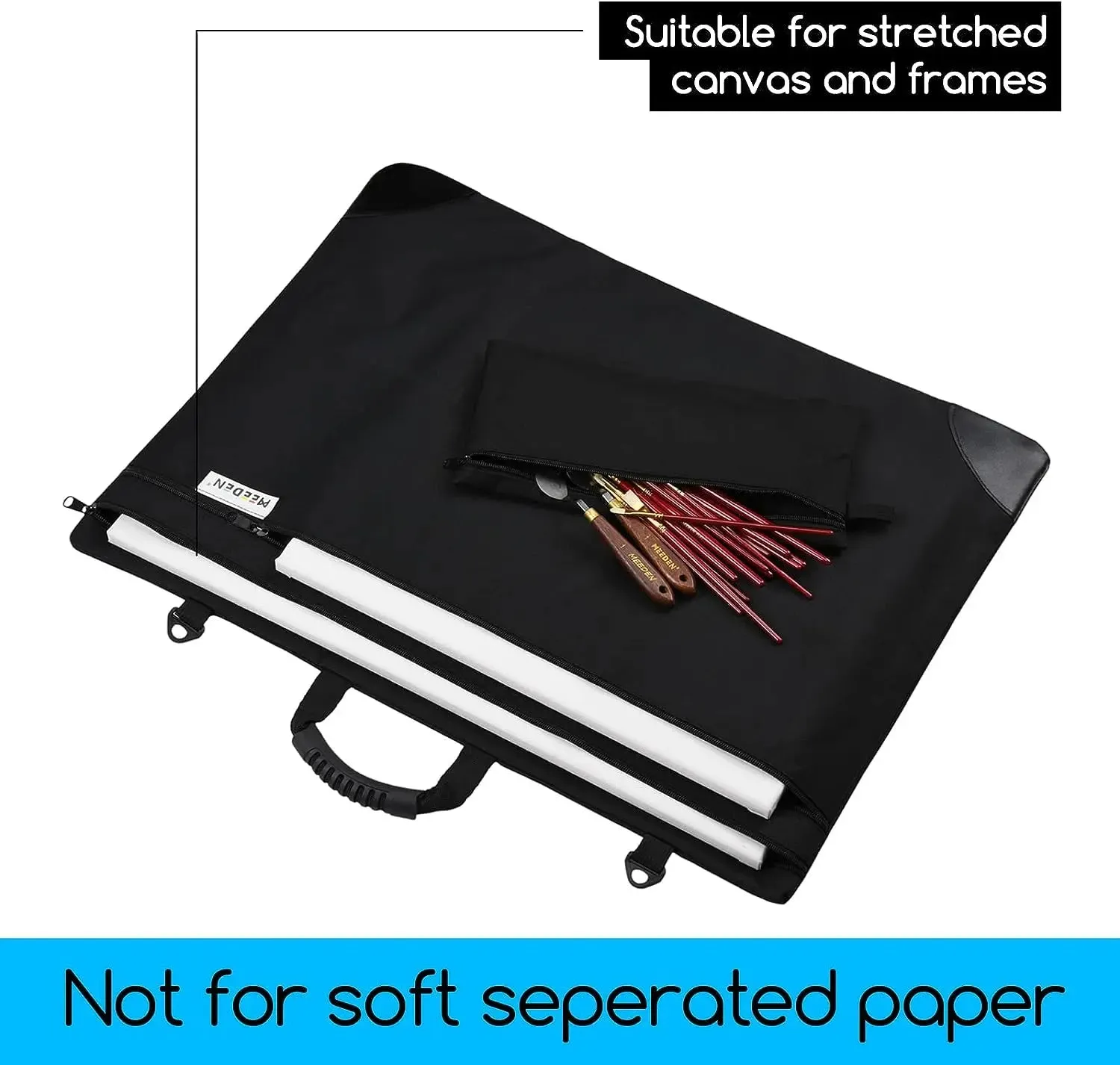 MEEDEN Studio Art Portfolio Case Water-proof with Double compartments 600D, Black, 24" X 31"