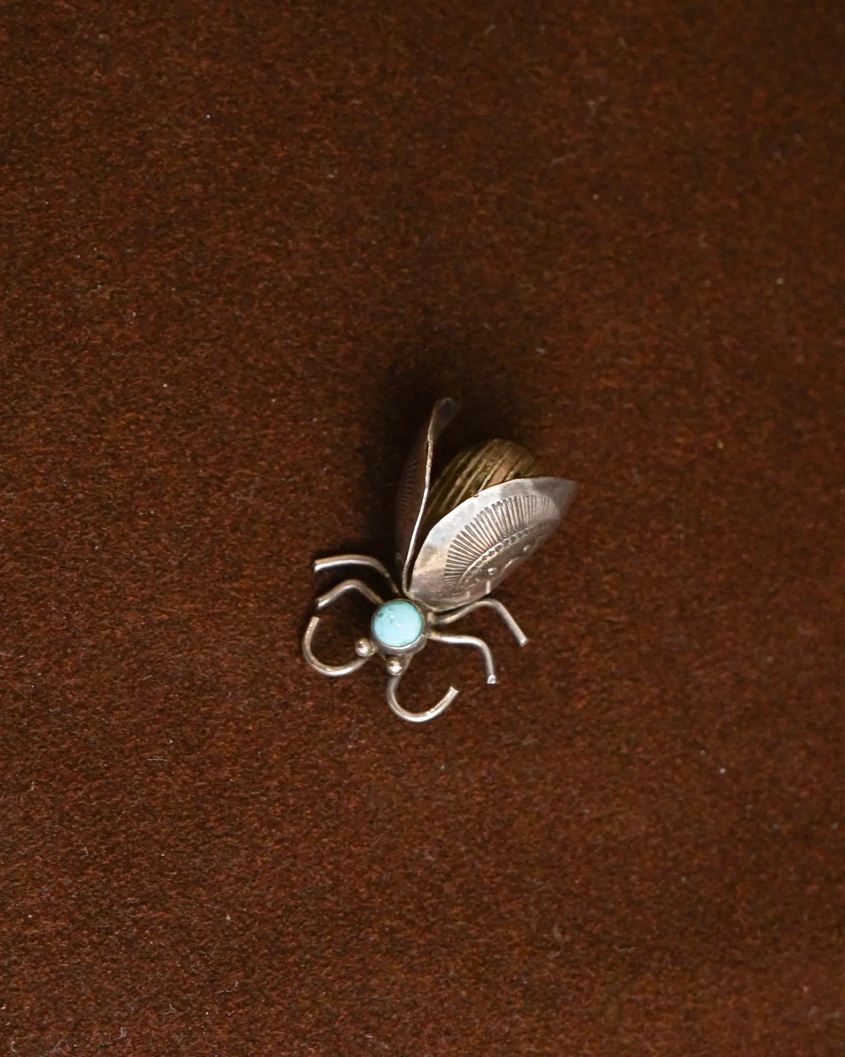 Native American Silver Brooch / Pin w/ Turquoise