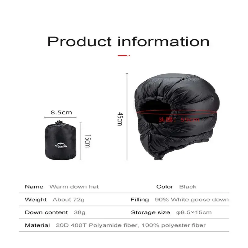 Naturehike Winter Outdoor Hiking Windproof Hood Warm Goose Down Hat