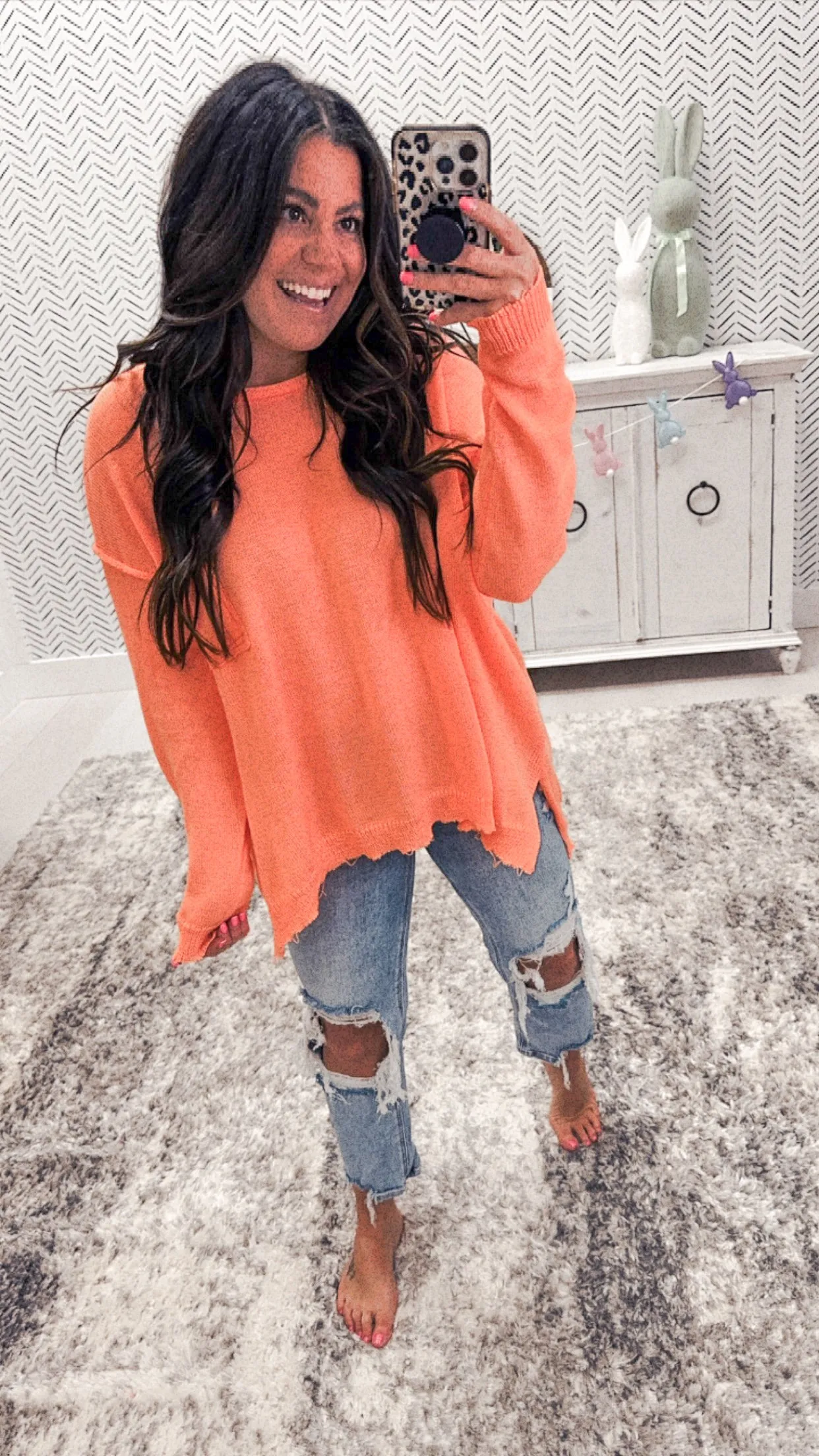 Neon Peach Lightweight Pullover
