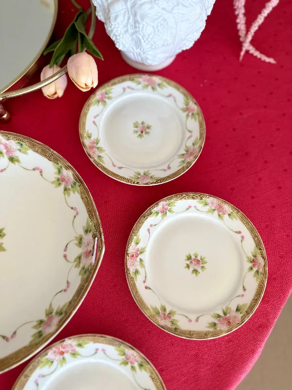 Nippon Dessert Plates and Serving Platter 4 Piece Set - Hand Painted