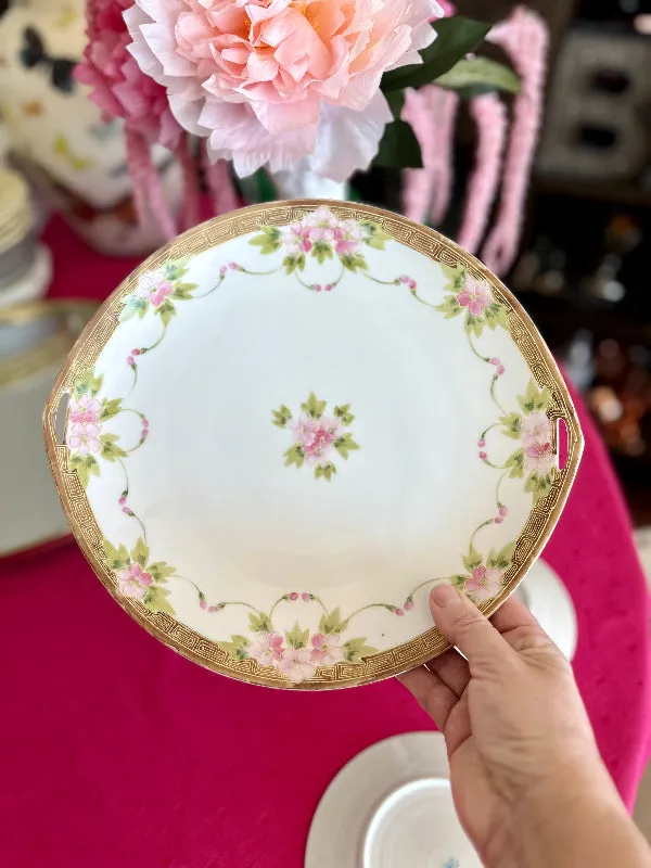 Nippon Dessert Plates and Serving Platter 4 Piece Set - Hand Painted