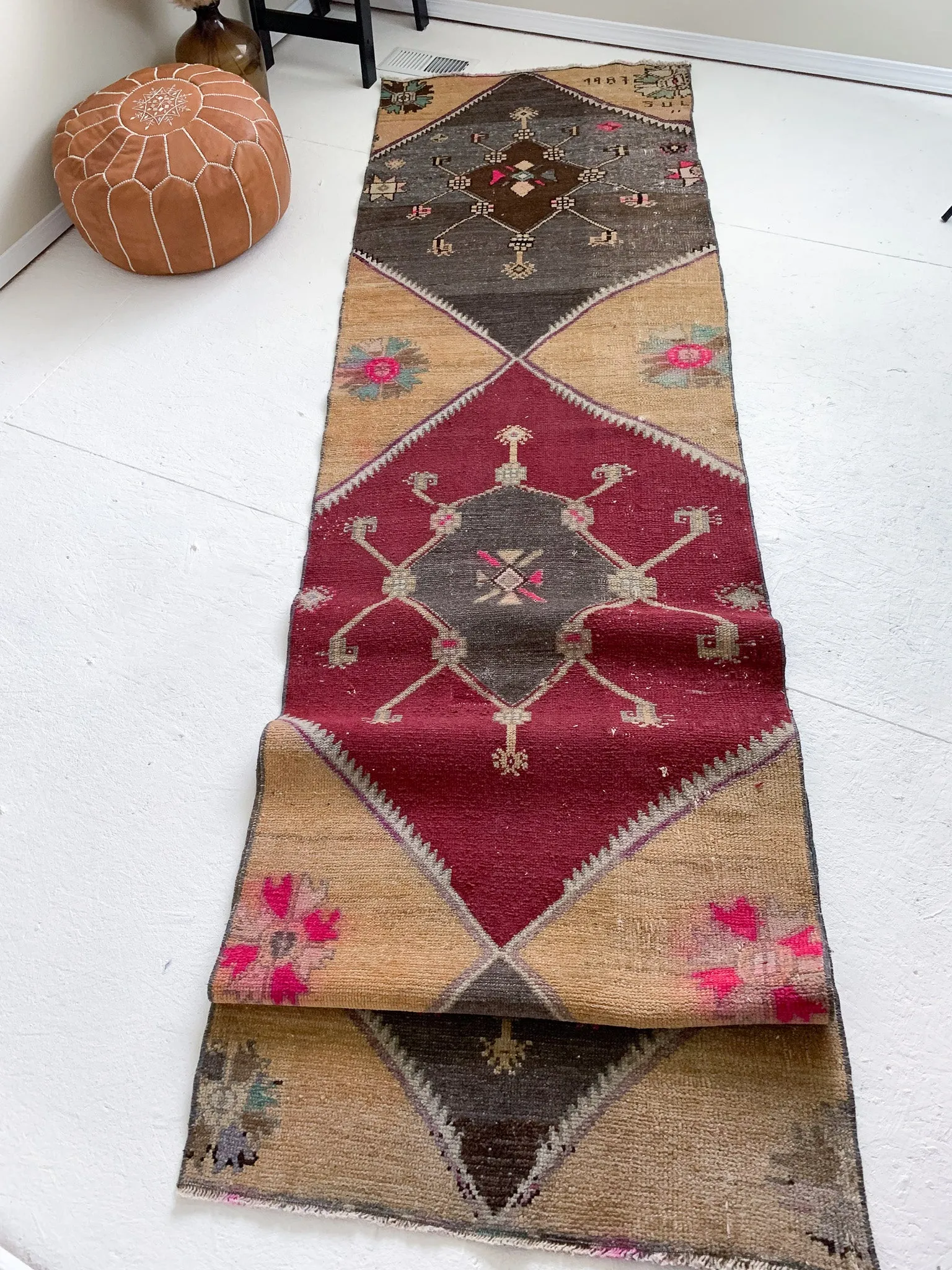 No. R1093 - 2.8' x 12.8' Vintage Turkish Runner Rug