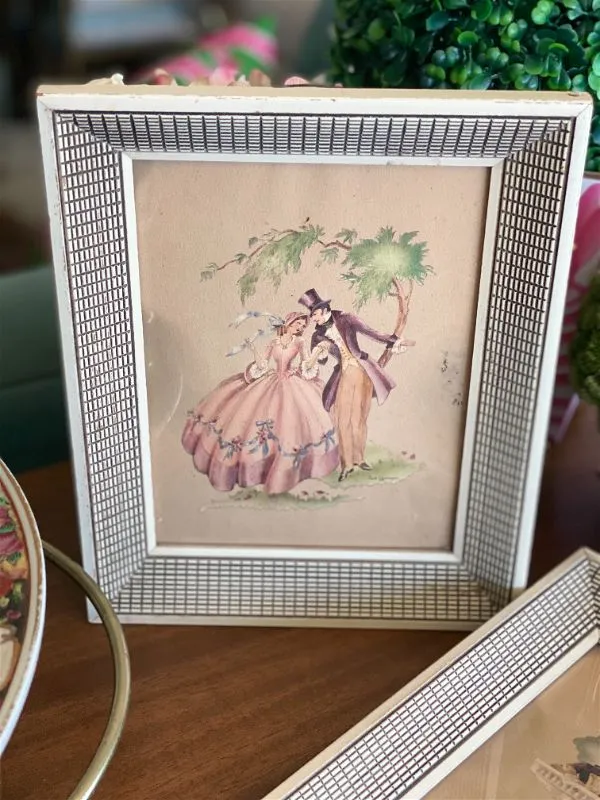 Pair Vintage Colonial framed Prints