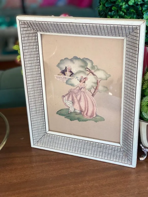 Pair Vintage Colonial framed Prints