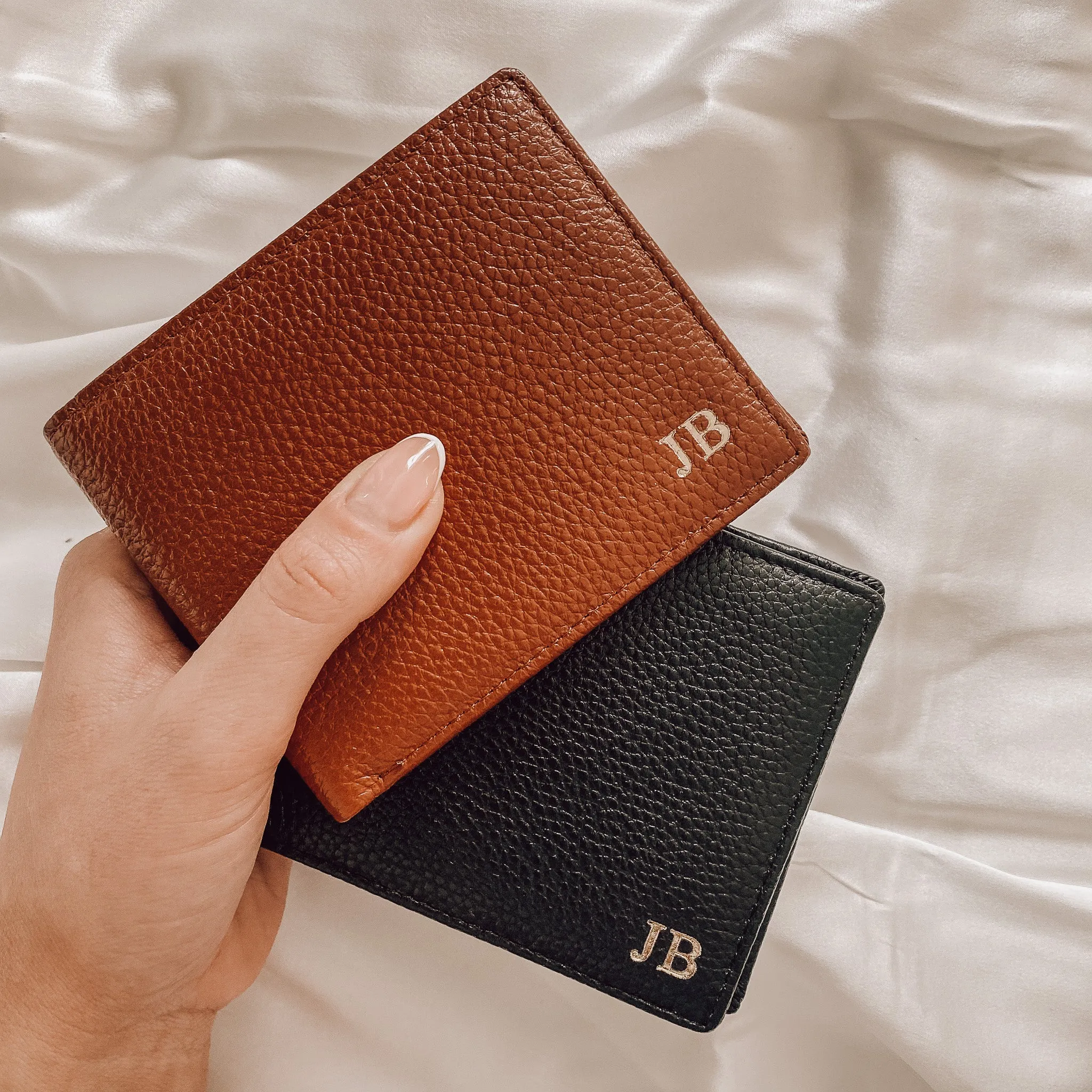 Personalised Pebble Leather Mens Wallet | Tan