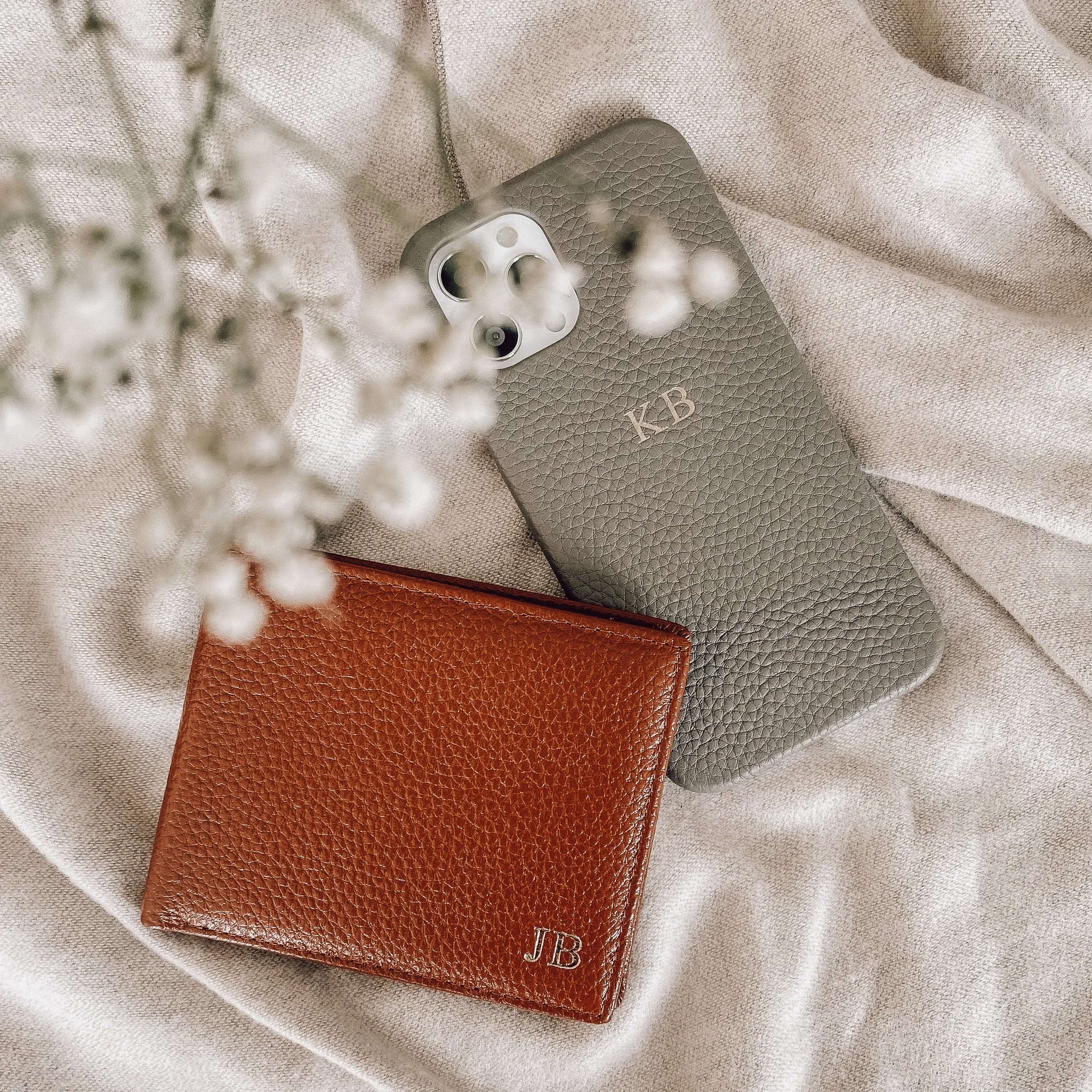 Personalised Pebble Leather Mens Wallet | Tan
