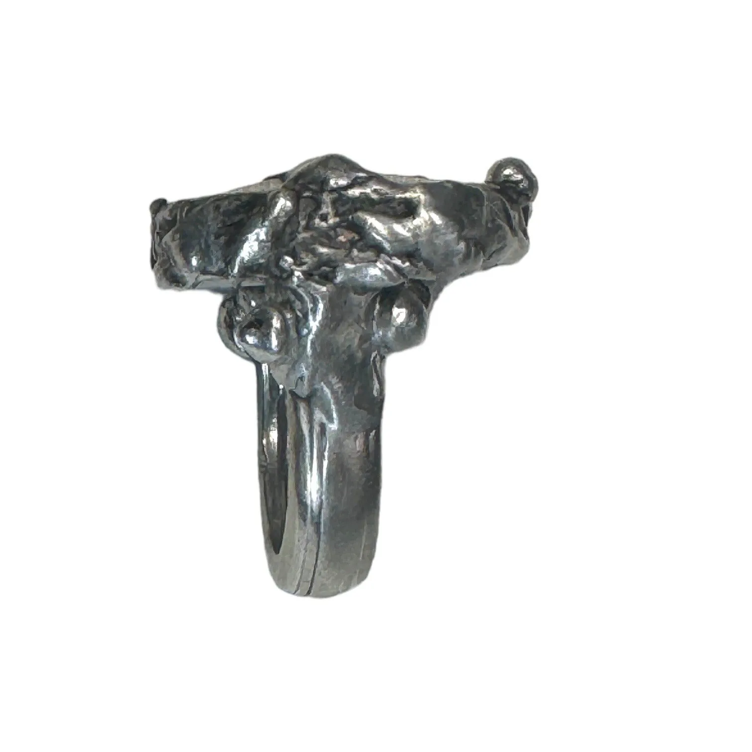 Peter Rabbit & Silverware Artisan Ring made from Broken China & Spoon Handle