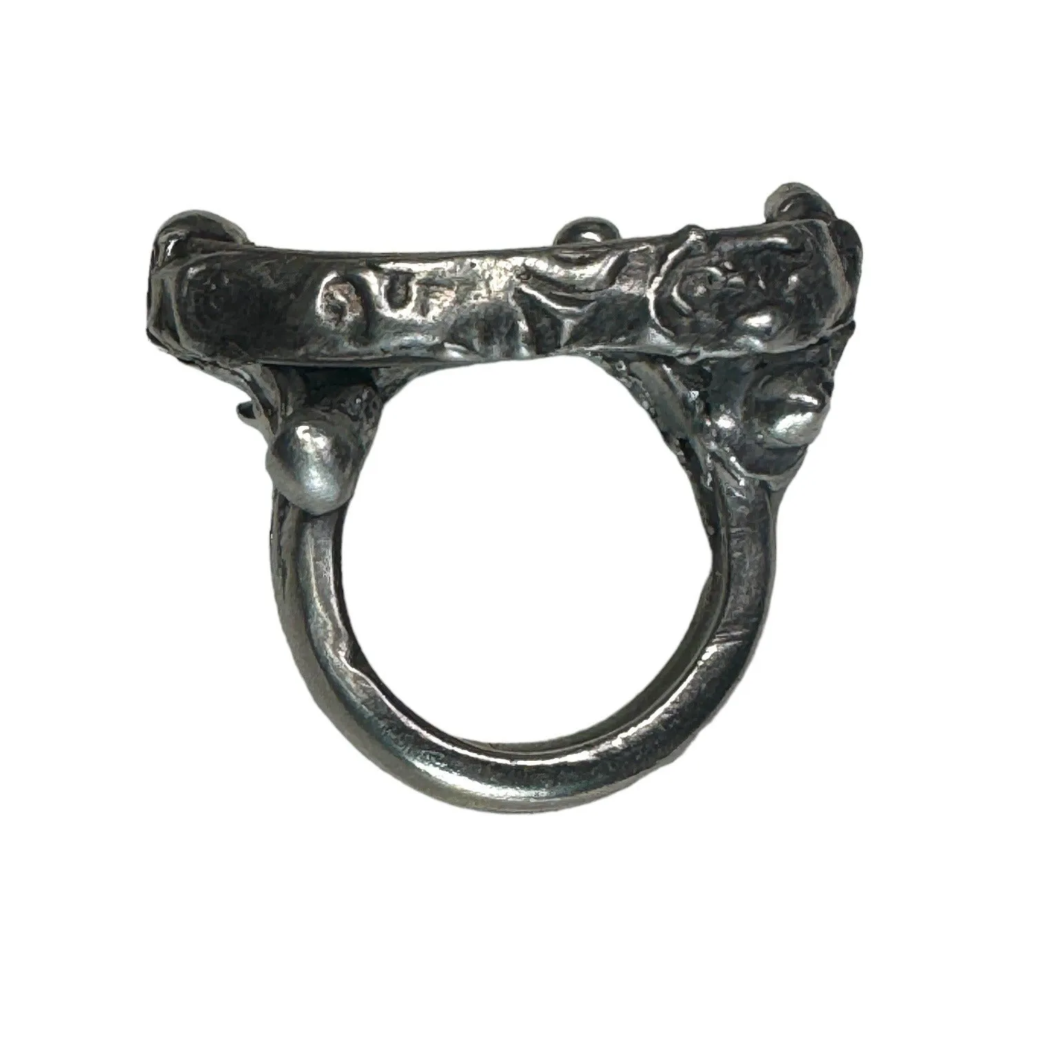 Peter Rabbit & Silverware Artisan Ring made from Broken China & Spoon Handle