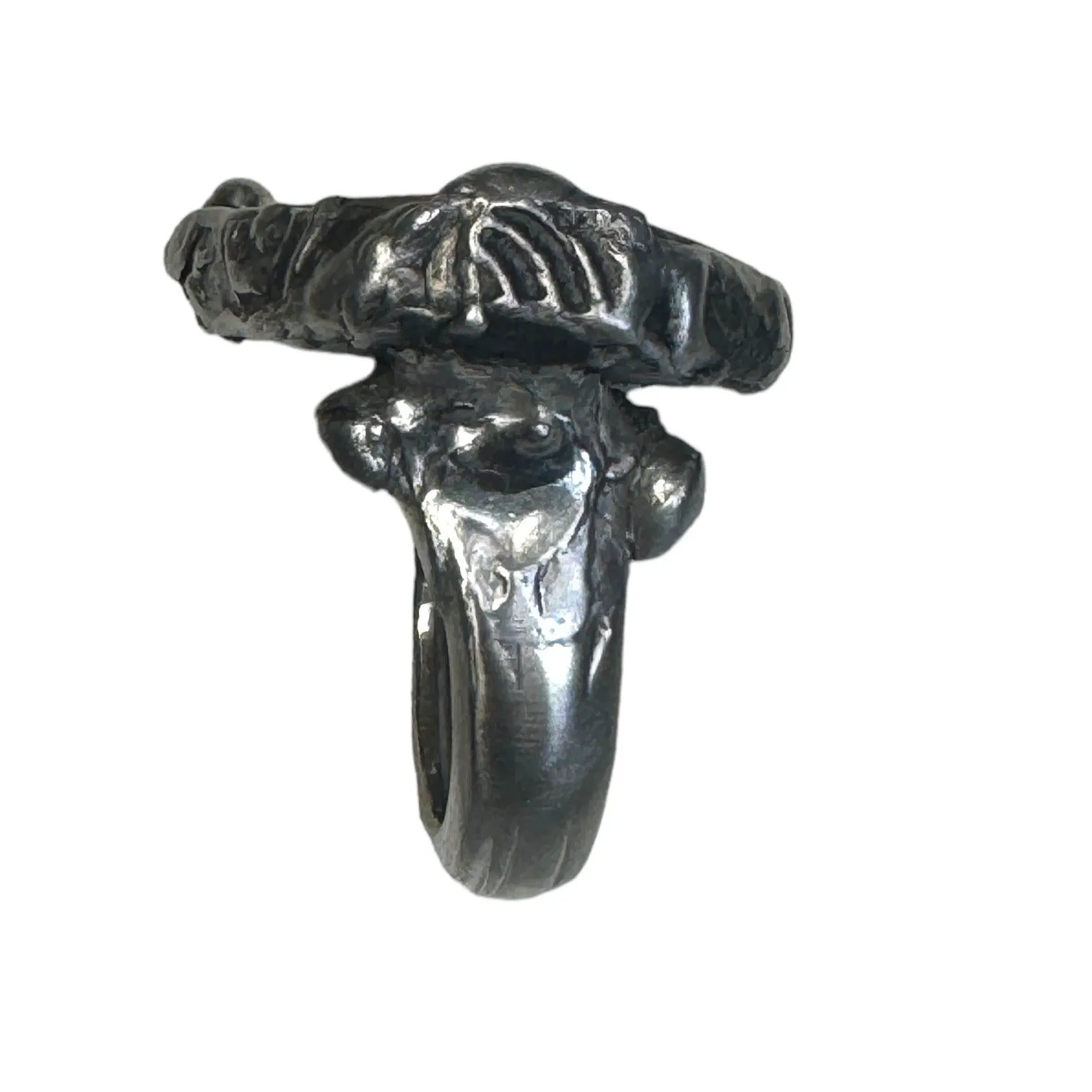 Peter Rabbit & Silverware Artisan Ring made from Broken China & Spoon Handle