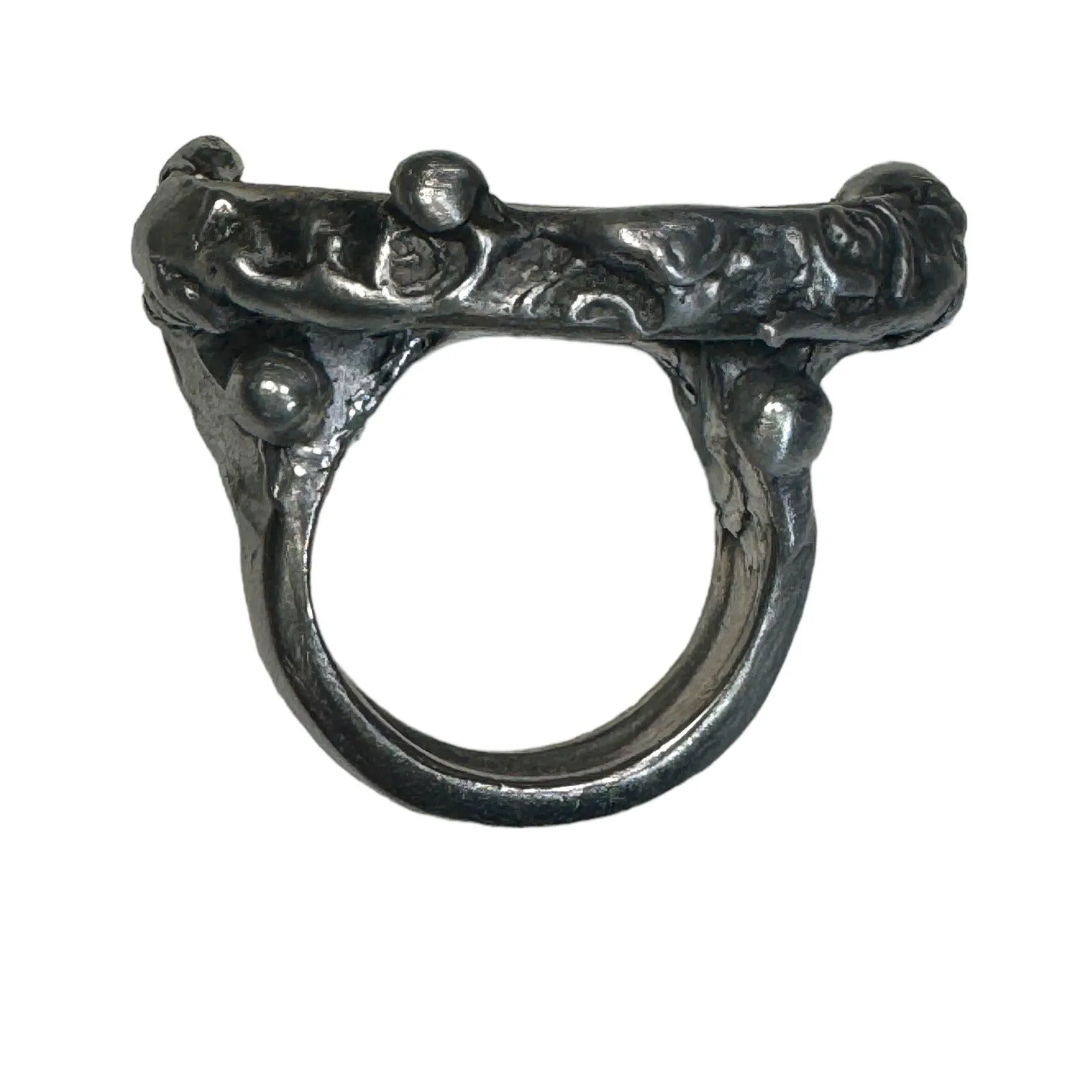 Peter Rabbit & Silverware Artisan Ring made from Broken China & Spoon Handle