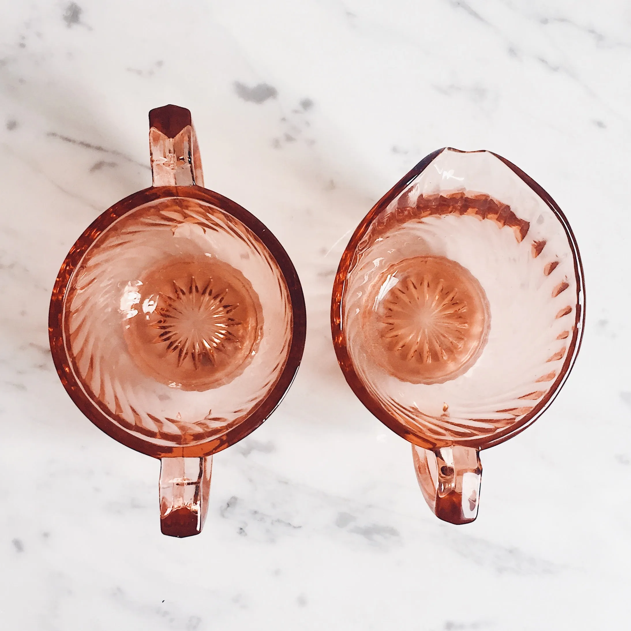 Pink Intoxication Antique Glass Sugar & Creamer