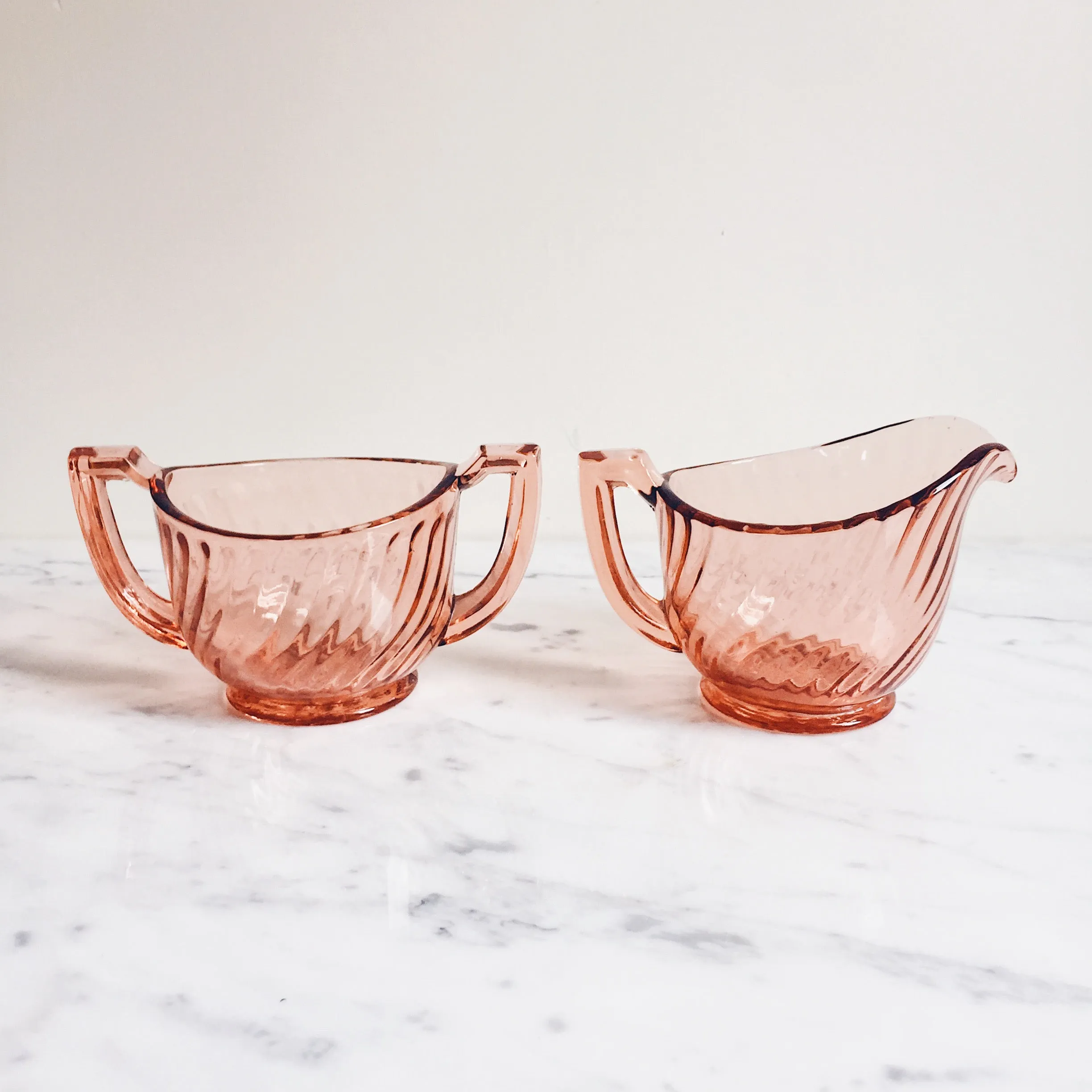 Pink Intoxication Antique Glass Sugar & Creamer