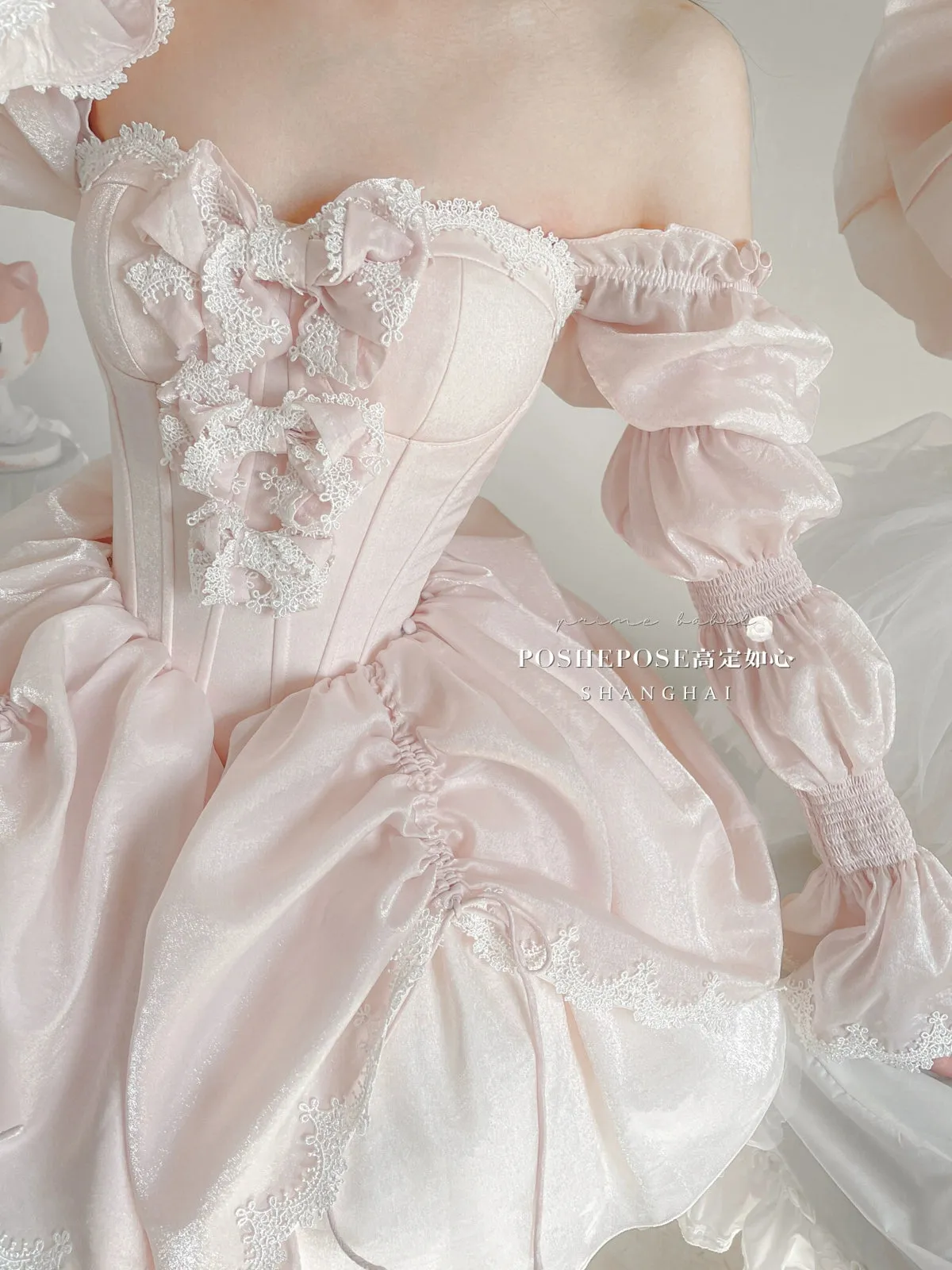 POSHEPOSE~Water Color Cherry~Gorgeous Blue Lolita JSK Dress Summer Gown Dress