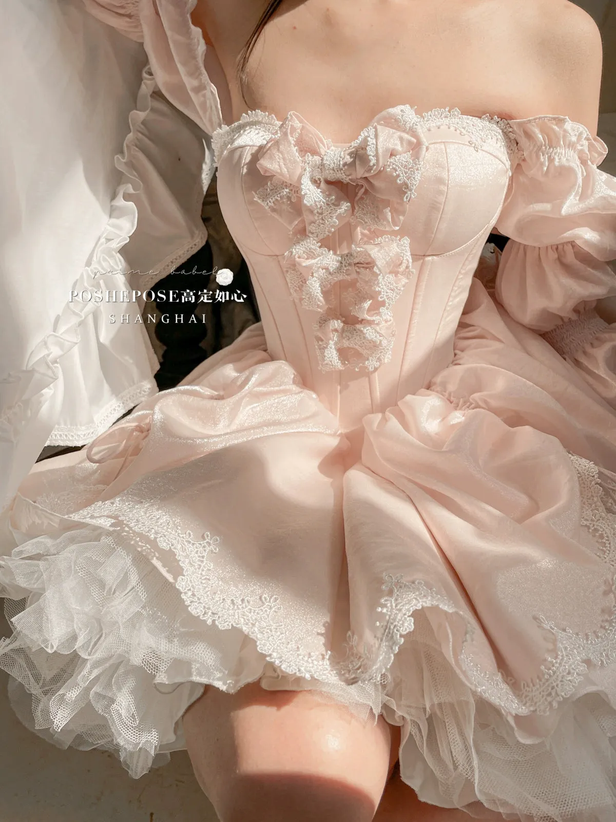 POSHEPOSE~Water Color Cherry~Gorgeous Blue Lolita JSK Dress Summer Gown Dress
