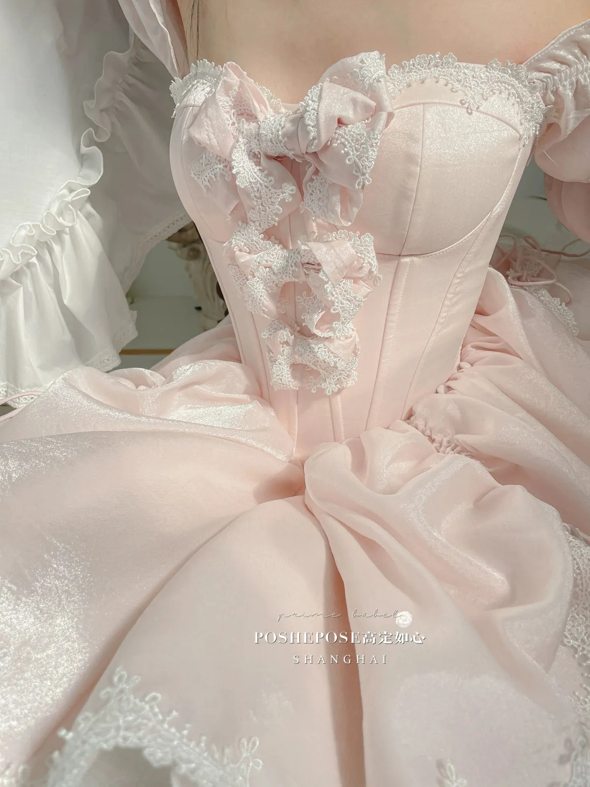 POSHEPOSE~Water Color Cherry~Gorgeous Blue Lolita JSK Dress Summer Gown Dress