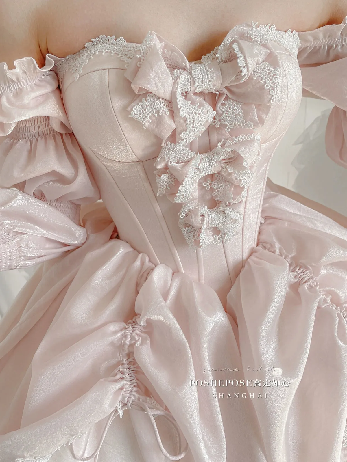 POSHEPOSE~Water Color Cherry~Gorgeous Blue Lolita JSK Dress Summer Gown Dress