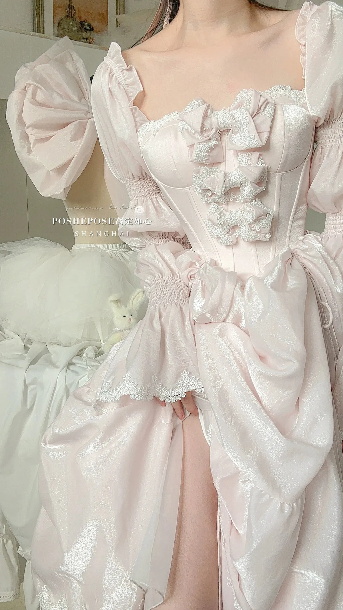 POSHEPOSE~Water Color Cherry~Gorgeous Blue Lolita JSK Dress Summer Gown Dress