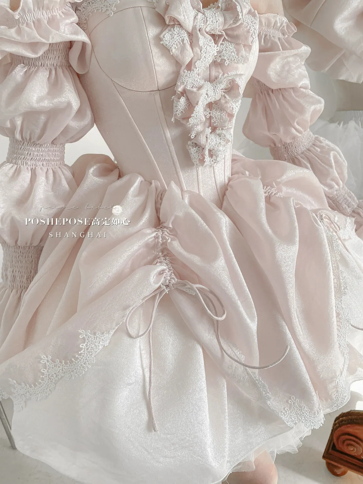 POSHEPOSE~Water Color Cherry~Gorgeous Blue Lolita JSK Dress Summer Gown Dress