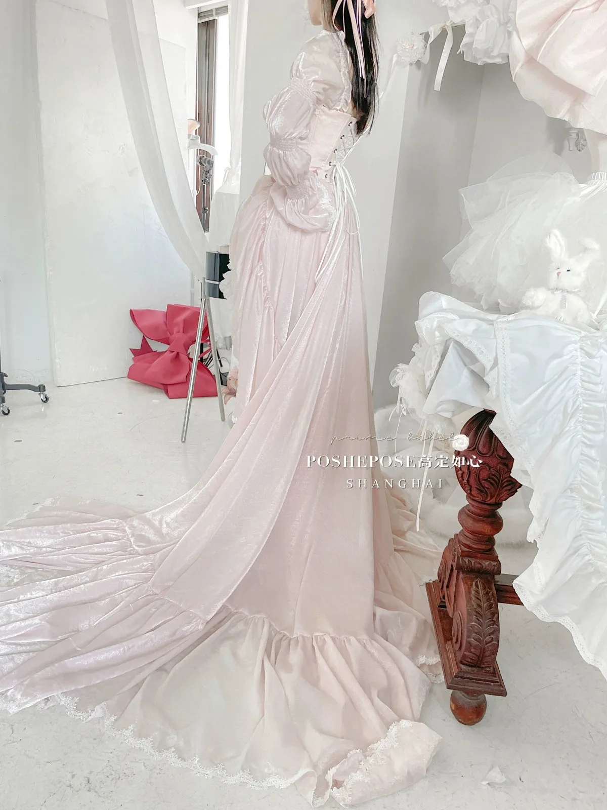 POSHEPOSE~Water Color Cherry~Gorgeous Blue Lolita JSK Dress Summer Gown Dress