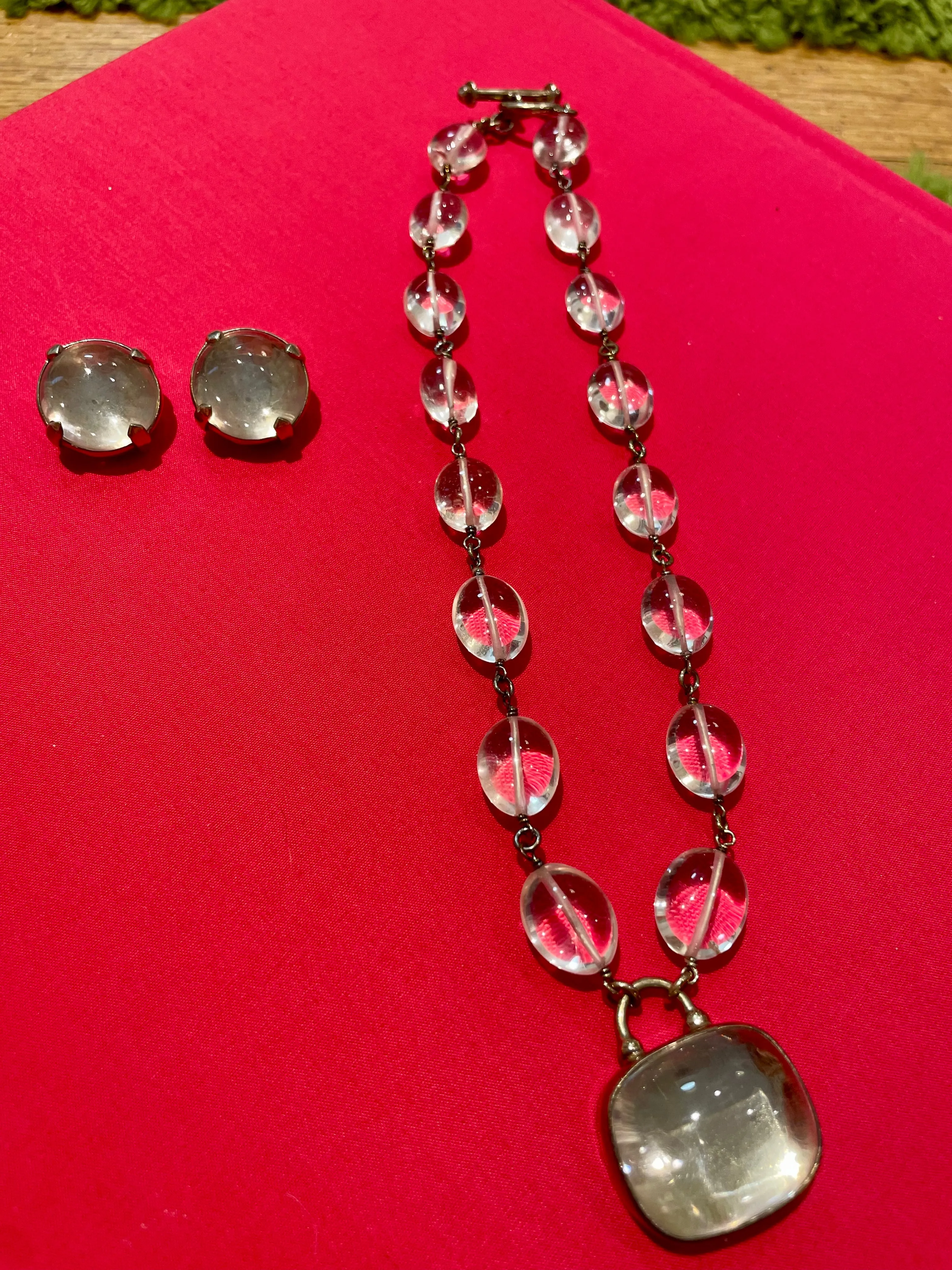 Poured Glass Pendant Set Signed