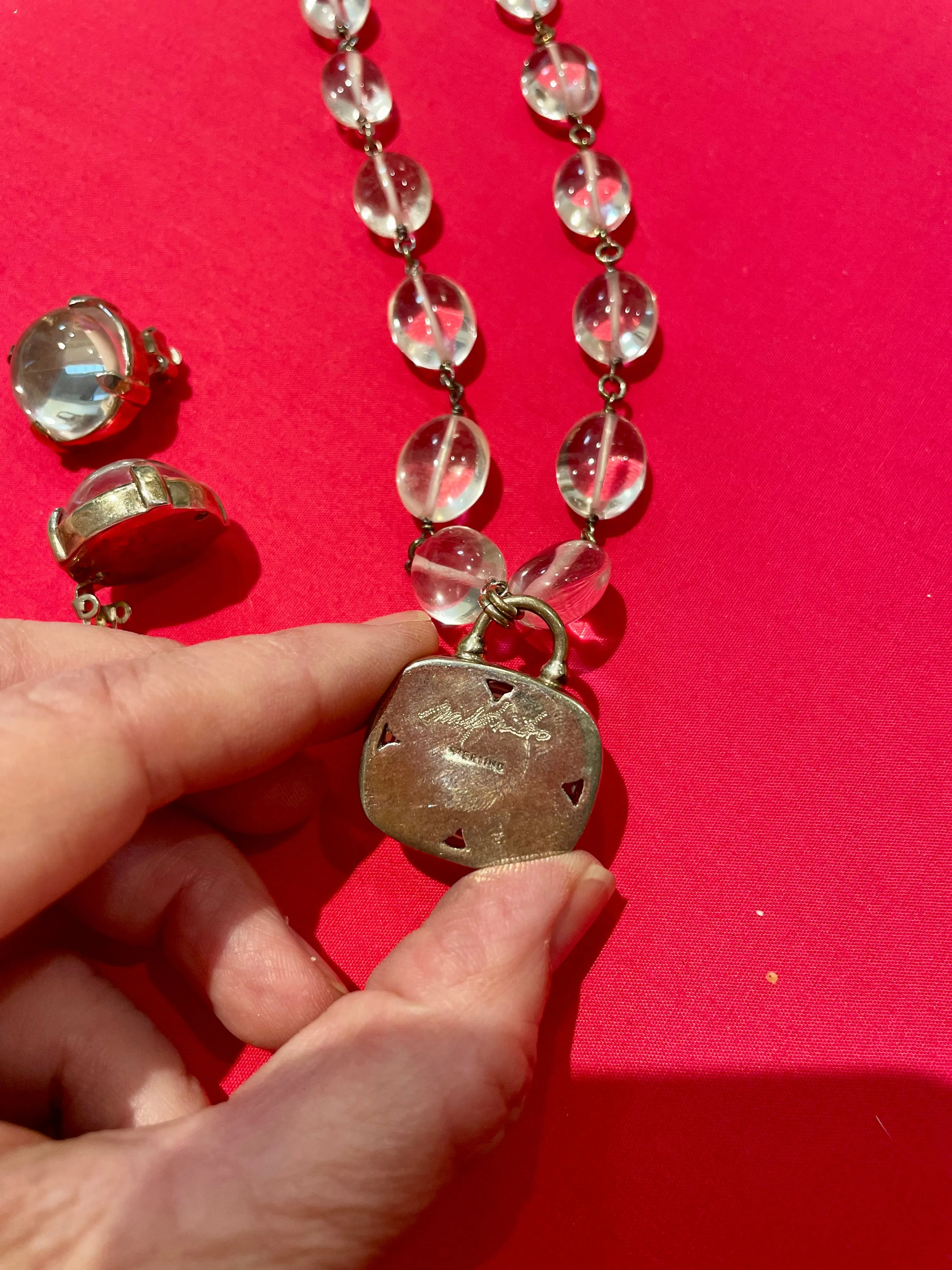Poured Glass Pendant Set Signed